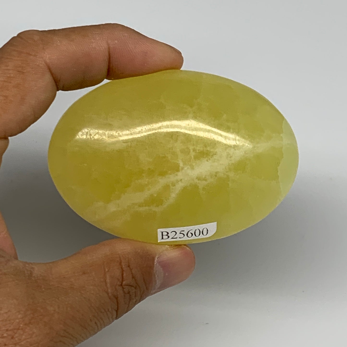 128g, 2.8"x1.9"x1", Lemon Calcite Palm-Stone Crystal Polished @Pakistan,B25600