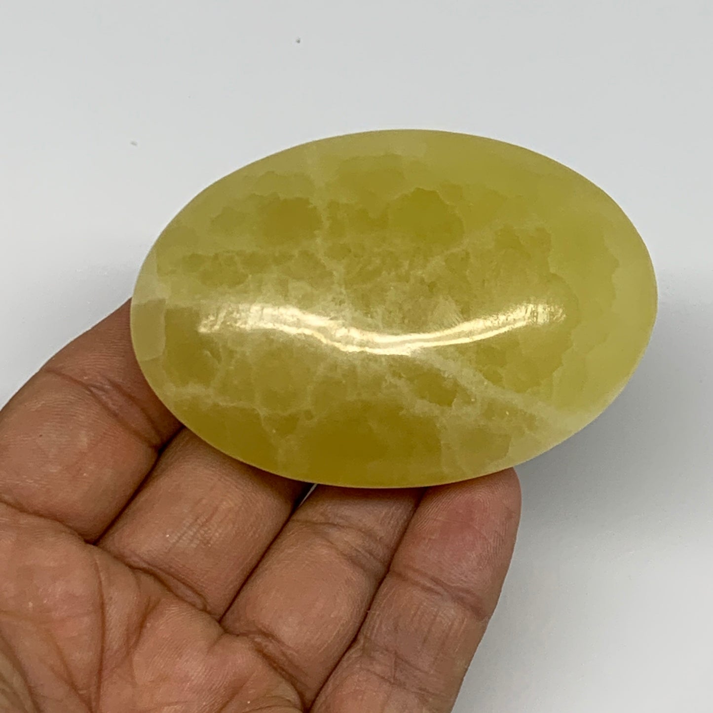 128g, 2.8"x1.9"x1", Lemon Calcite Palm-Stone Crystal Polished @Pakistan,B25600