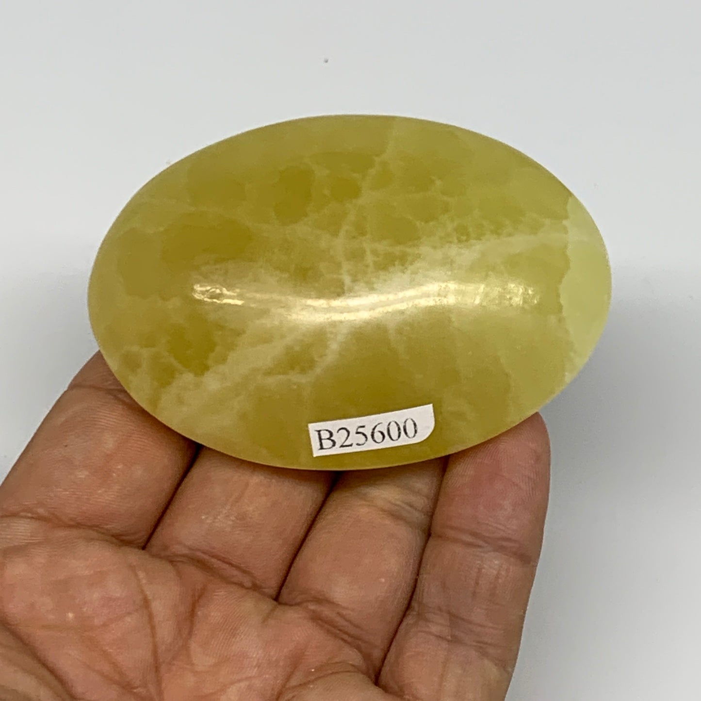 128g, 2.8"x1.9"x1", Lemon Calcite Palm-Stone Crystal Polished @Pakistan,B25600