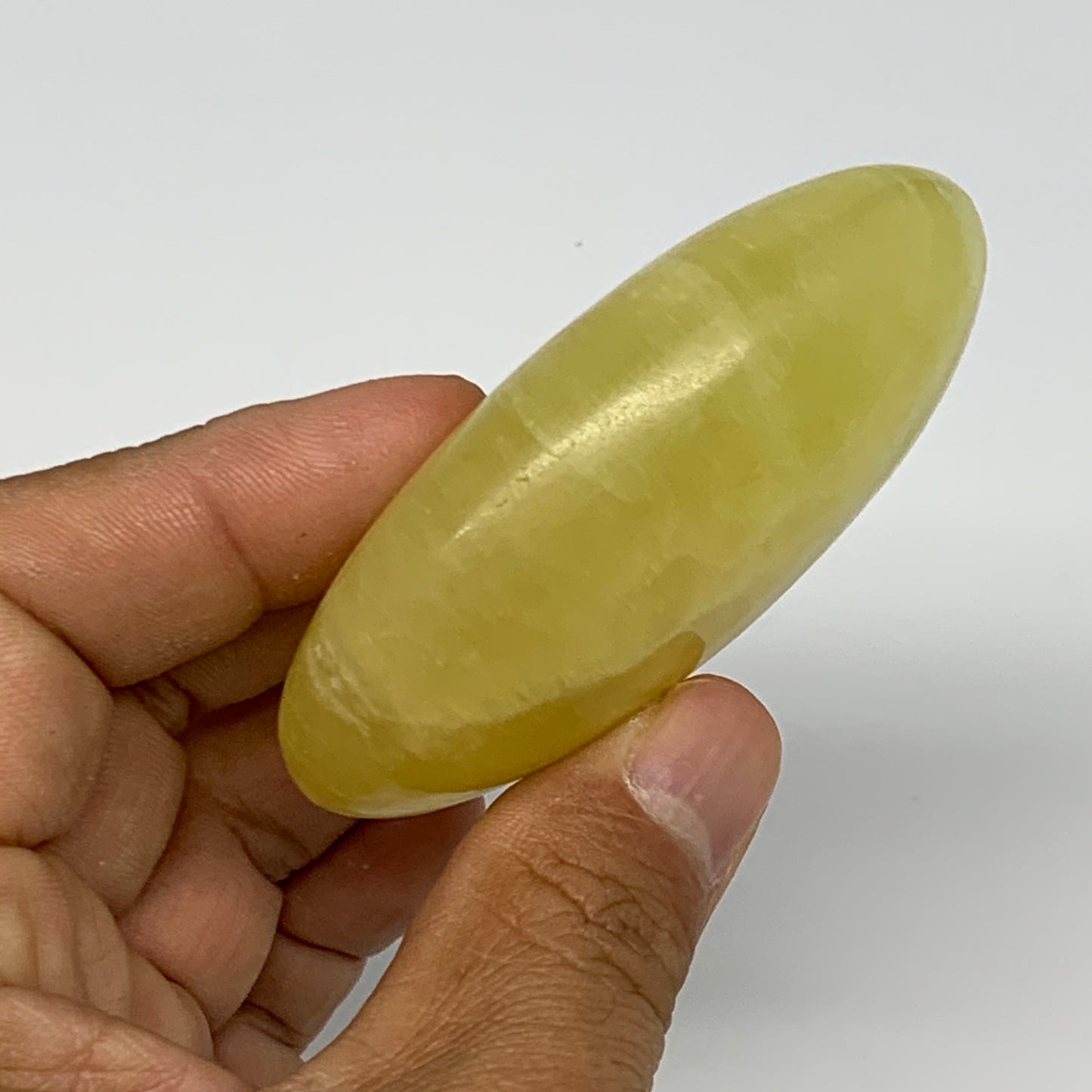 128g, 2.8"x1.9"x1", Lemon Calcite Palm-Stone Crystal Polished @Pakistan,B25600