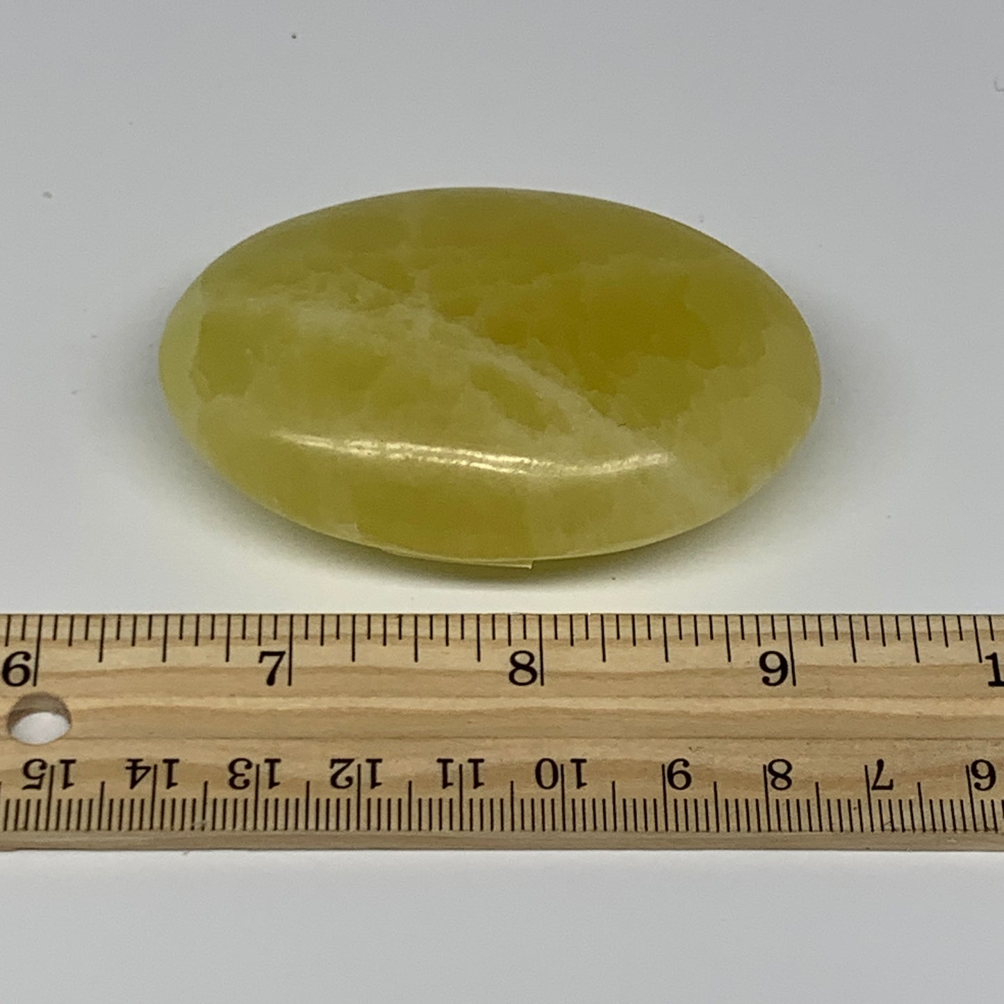 128g, 2.8"x1.9"x1", Lemon Calcite Palm-Stone Crystal Polished @Pakistan,B25600