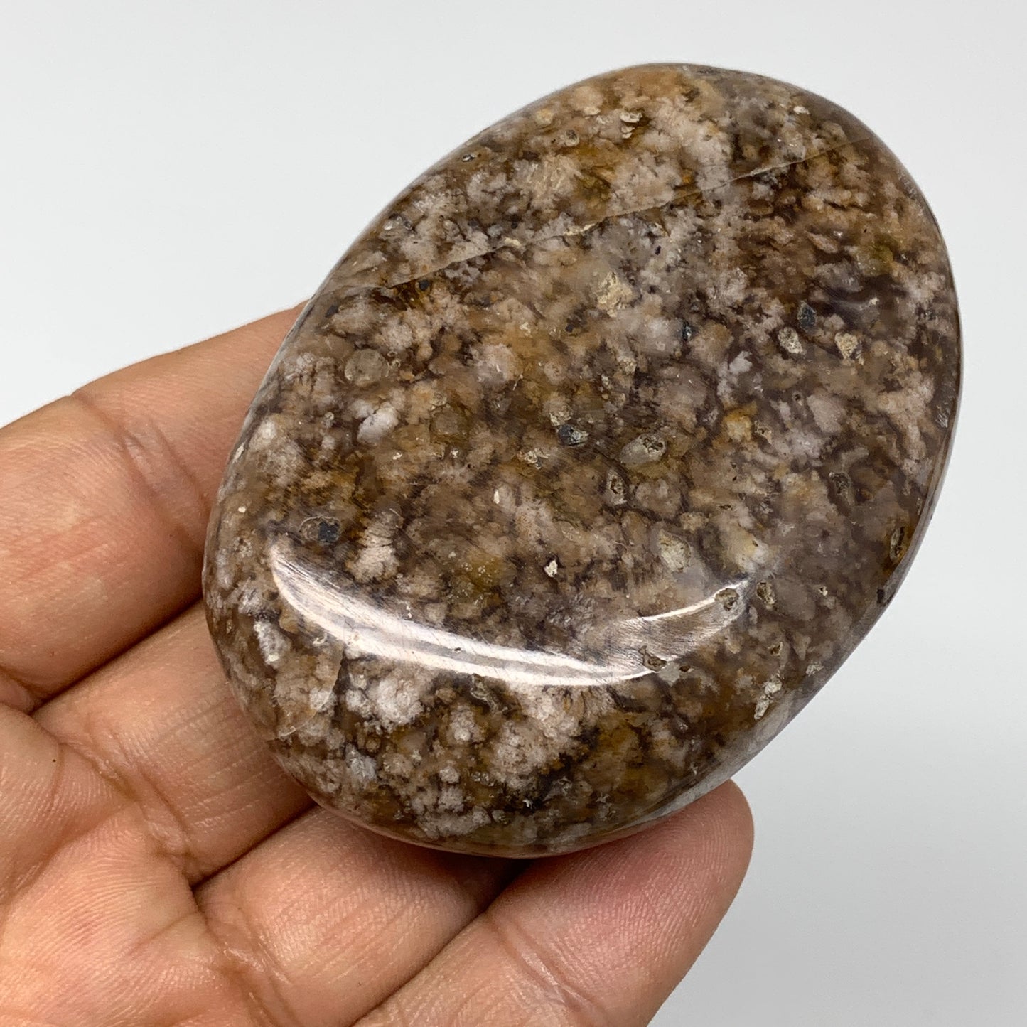 124.8g, 2.8"x2"x0.9" Natural Agate Palm-Stone Reiki Energy Crystal Reiki,B3045