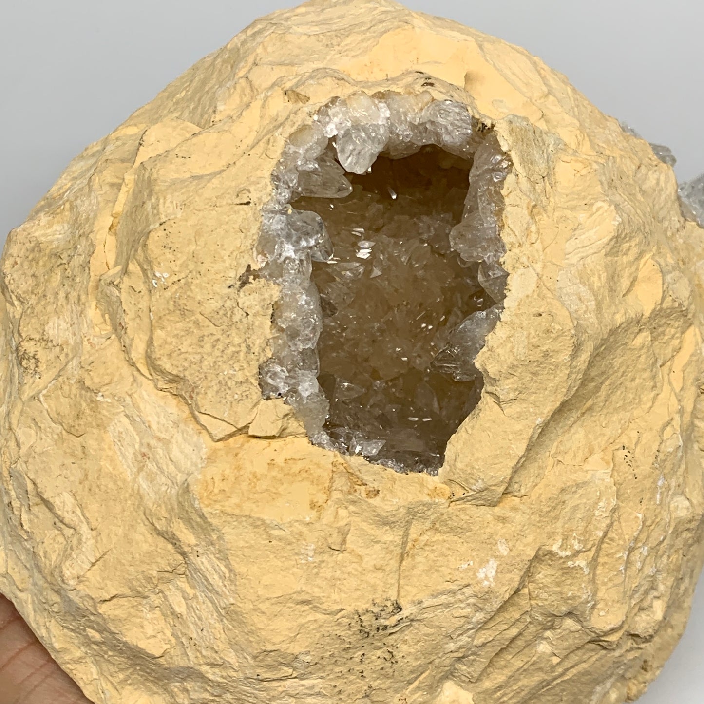 3.38 lbs, 6"x5.6"x2.9", Natural Calcite Geode Mineral Specimens @Morocco, B11181