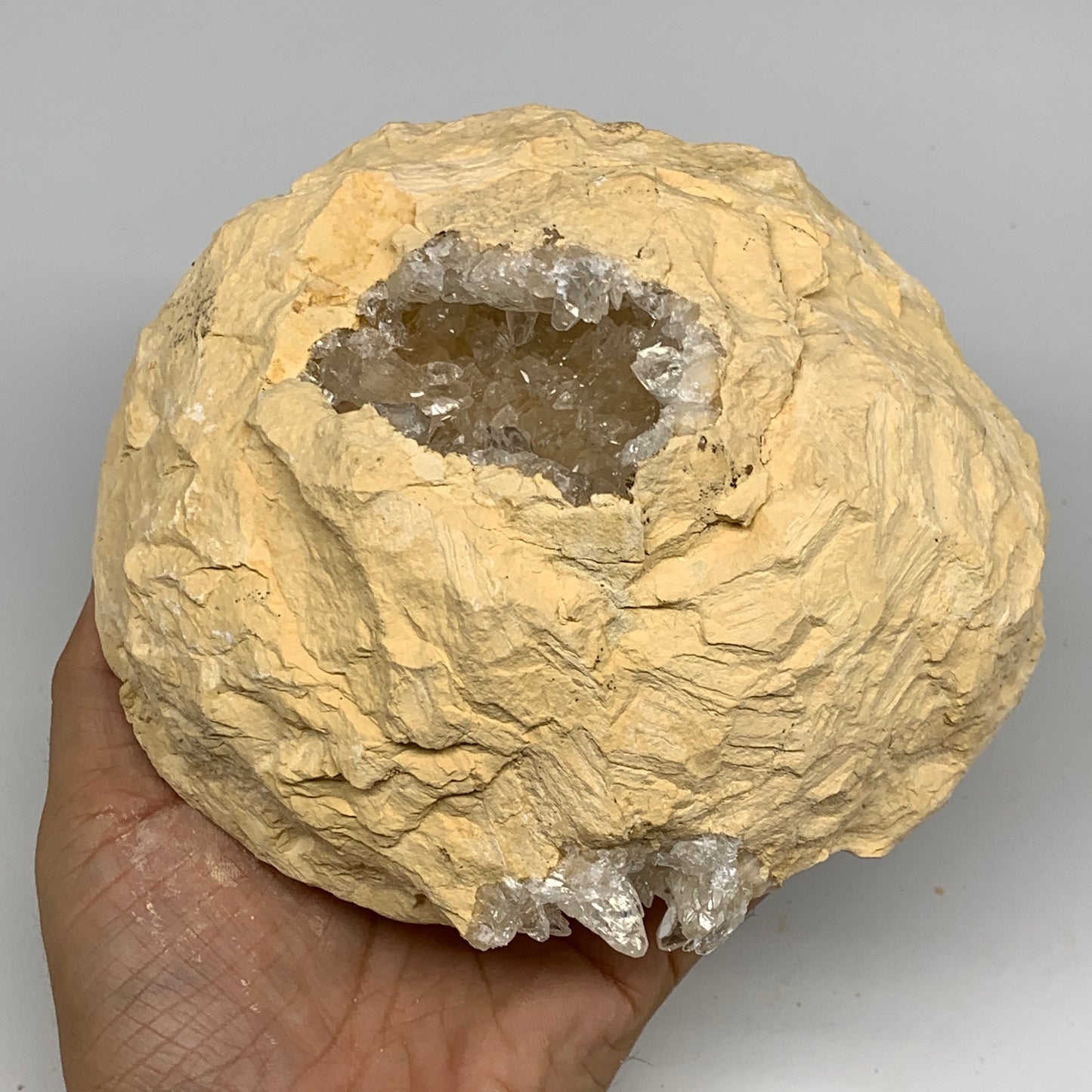 3.38 lbs, 6"x5.6"x2.9", Natural Calcite Geode Mineral Specimens @Morocco, B11181