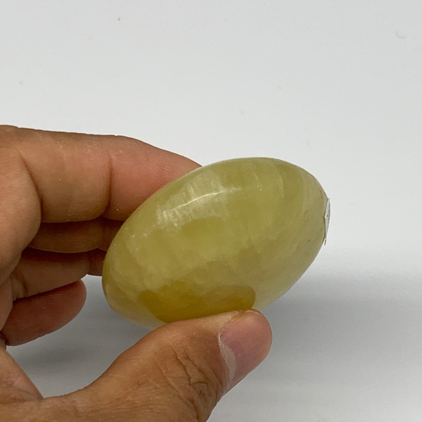 116.8g, 2.7"x1.9"x0.9", Lemon Calcite Palm-Stone Crystal Polished @Pakistan,B264