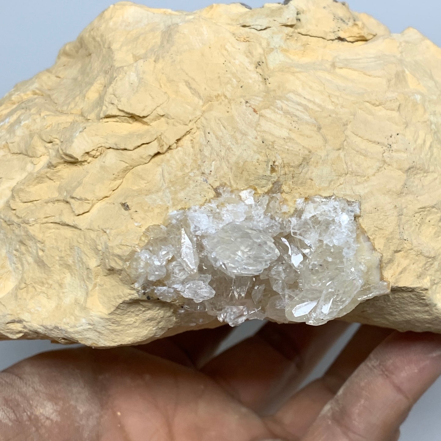 3.38 lbs, 6"x5.6"x2.9", Natural Calcite Geode Mineral Specimens @Morocco, B11181