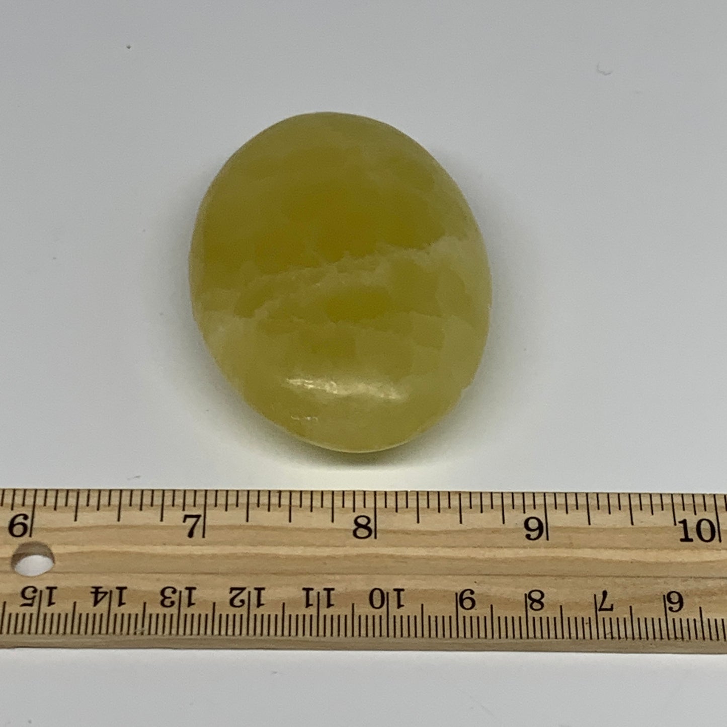 116.8g, 2.7"x1.9"x0.9", Lemon Calcite Palm-Stone Crystal Polished @Pakistan,B264