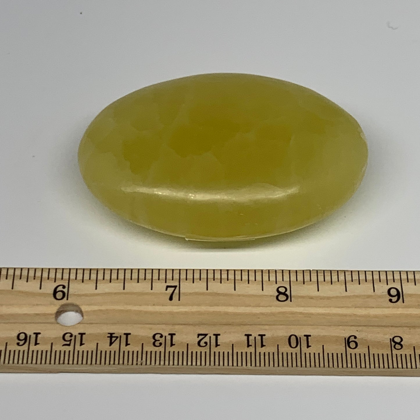 126.2g, 2.7"x1.9"x0.9", Lemon Calcite Palm-Stone Crystal Polished @Pakistan,B264