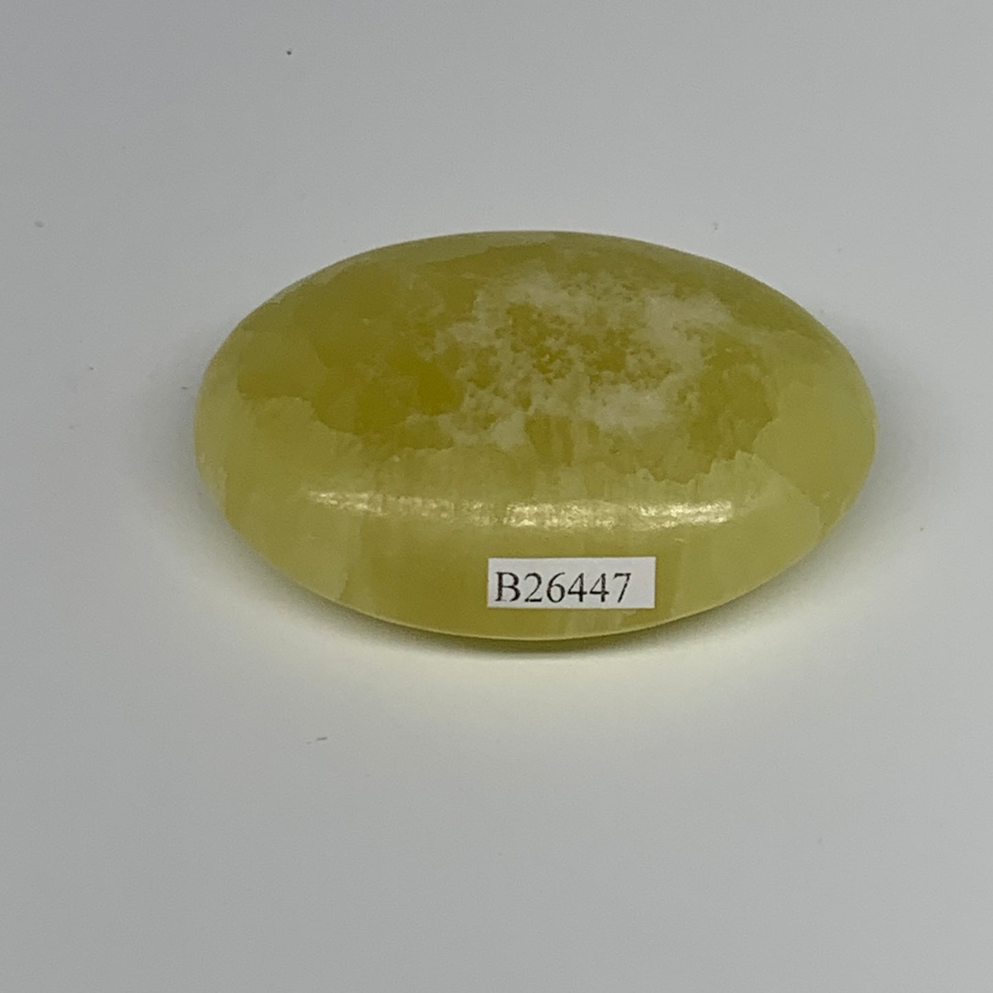 124.4g, 2.7"x1.9"x0.9", Lemon Calcite Palm-Stone Crystal Polished @Pakistan,B264