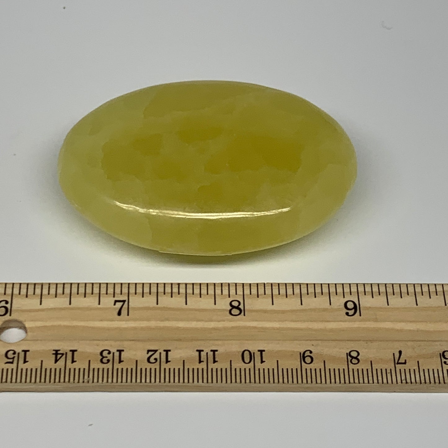 124.4g, 2.7"x1.9"x0.9", Lemon Calcite Palm-Stone Crystal Polished @Pakistan,B264