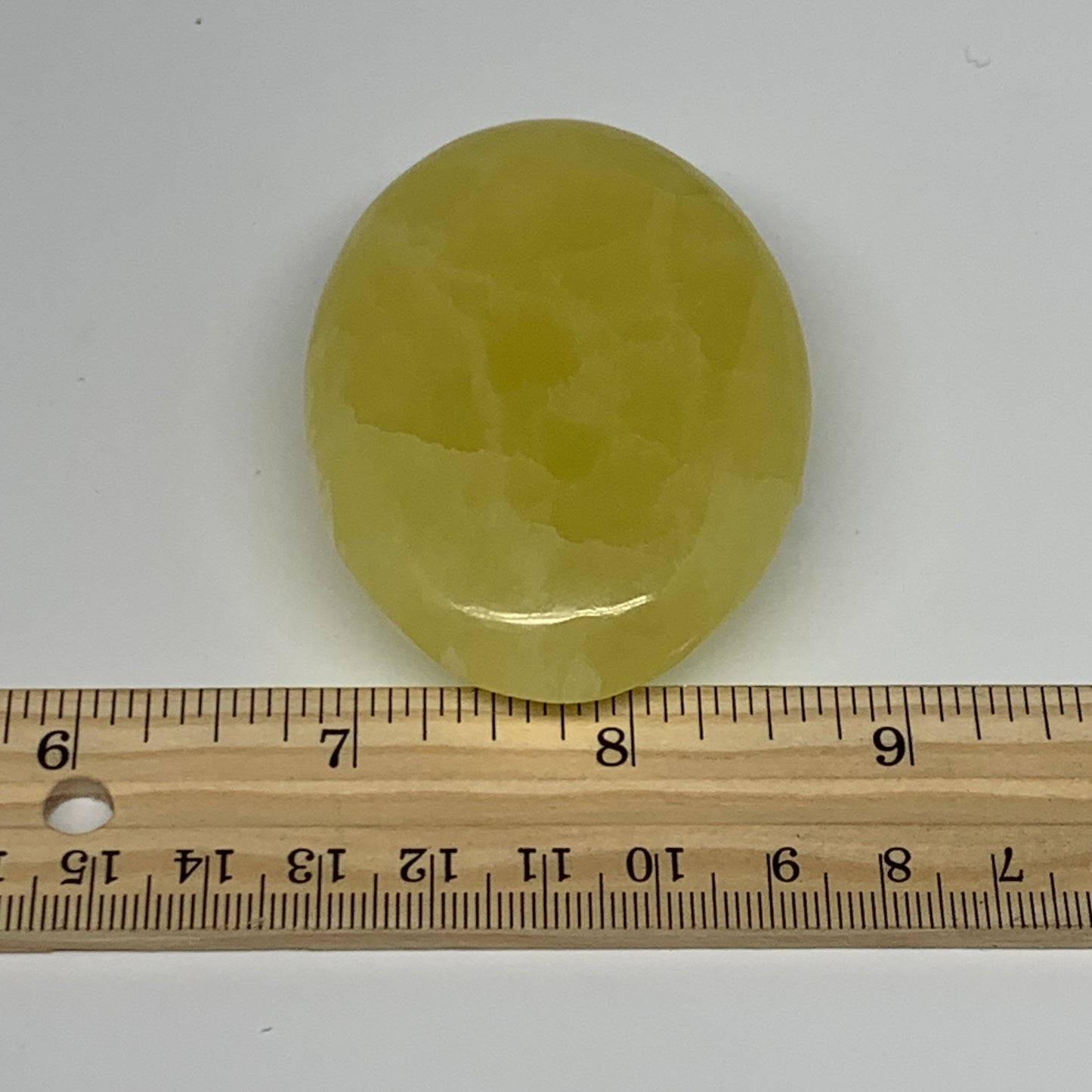 124.4g, 2.7"x1.9"x0.9", Lemon Calcite Palm-Stone Crystal Polished @Pakistan,B264