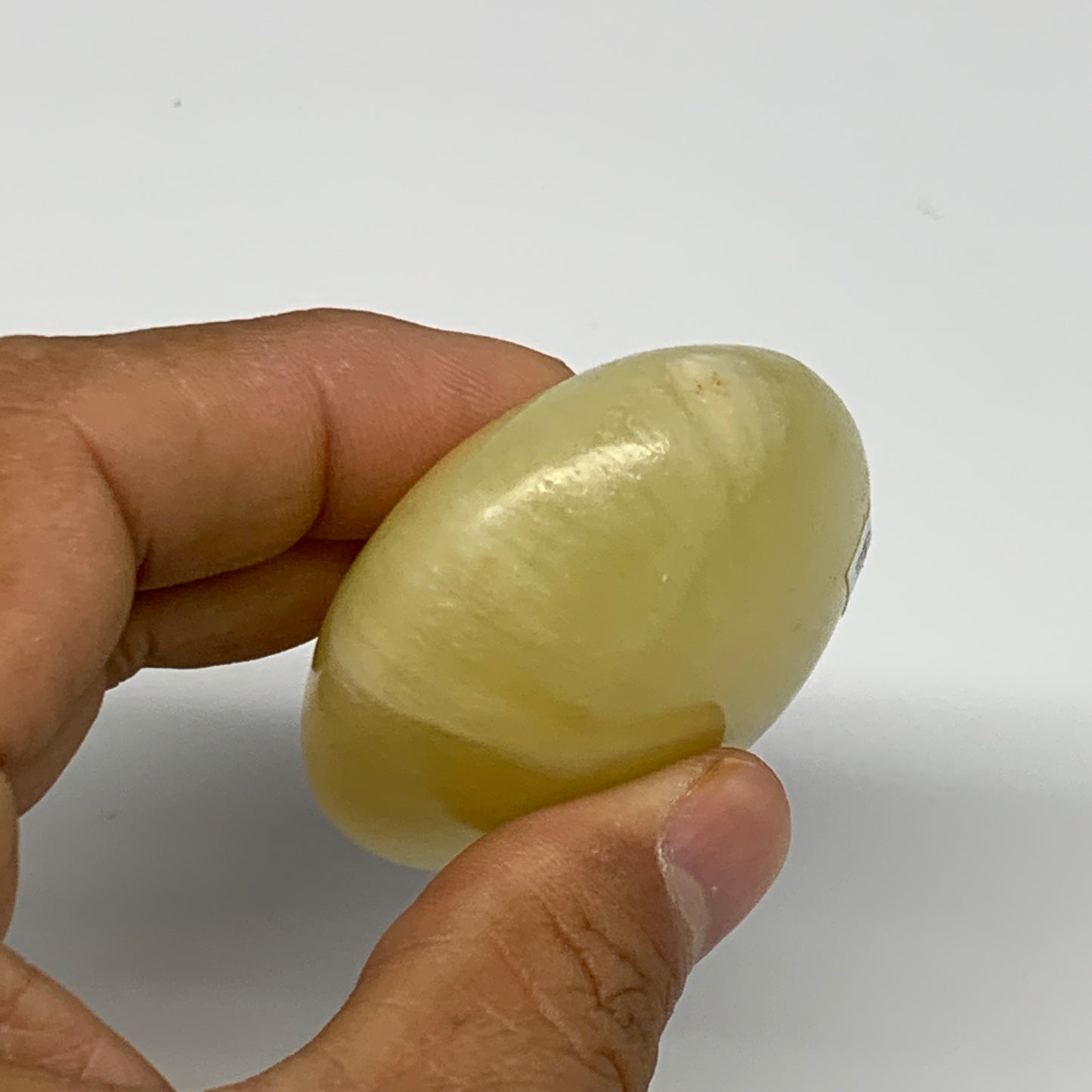 116.2g, 2.7"x1.8"x0.9", Lemon Calcite Palm-Stone Crystal Polished @Pakistan,B264