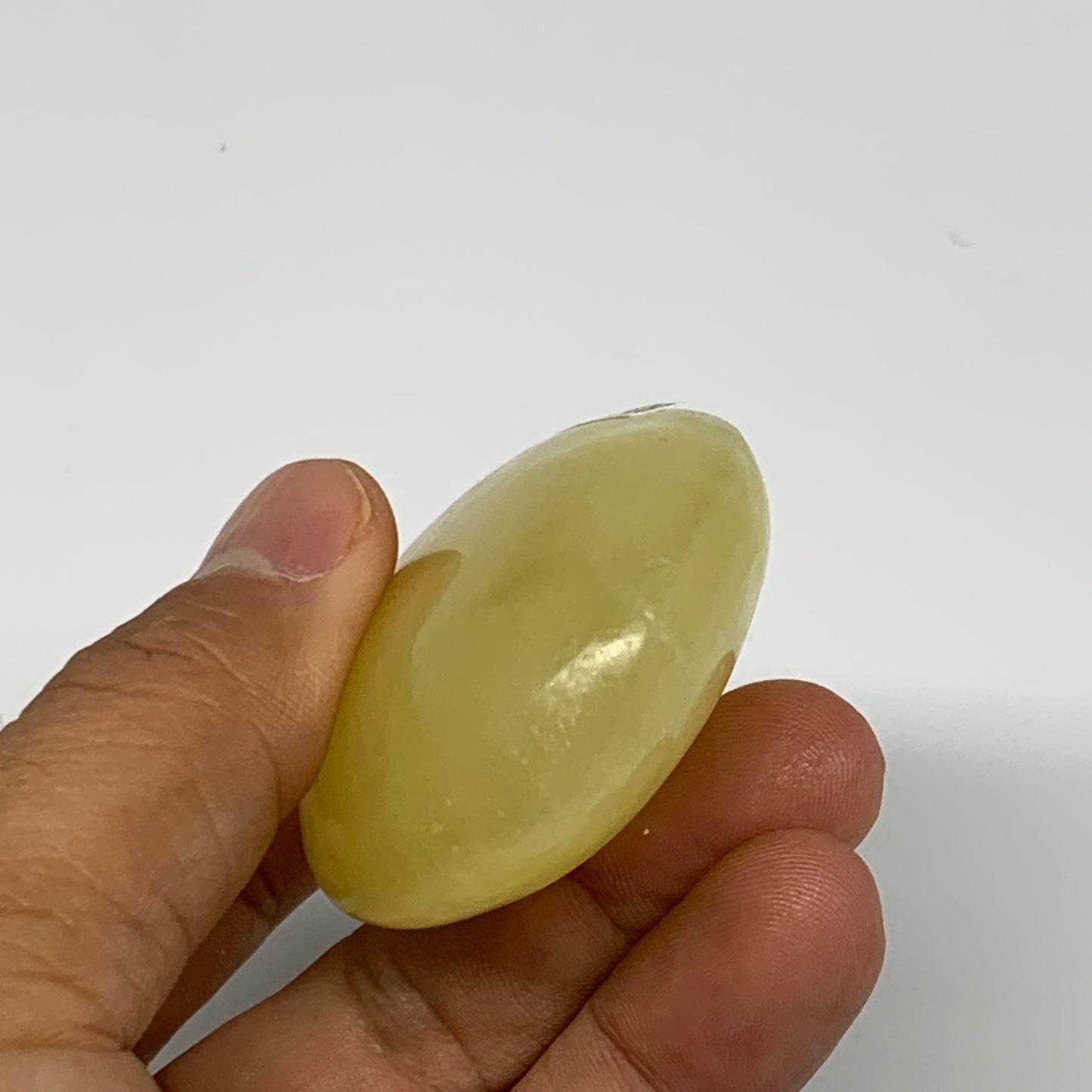 116.2g, 2.7"x1.8"x0.9", Lemon Calcite Palm-Stone Crystal Polished @Pakistan,B264