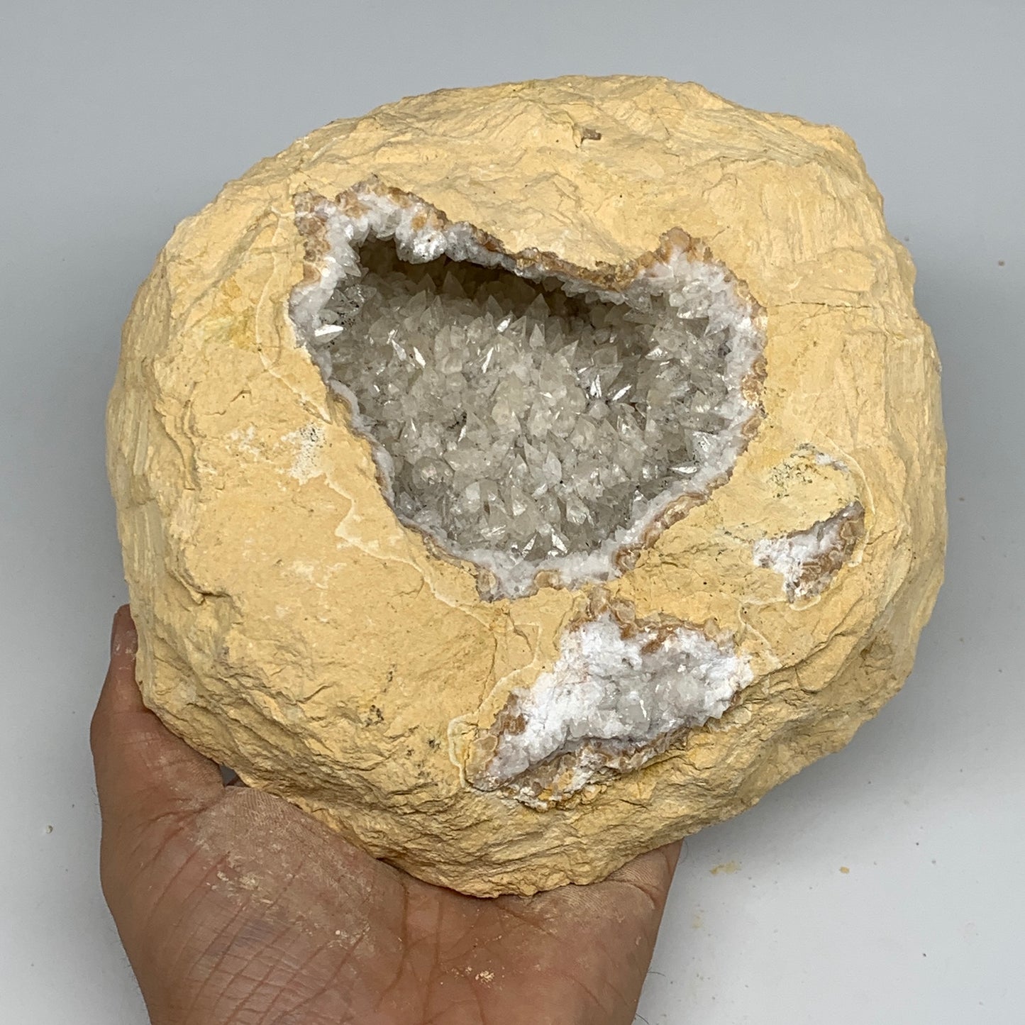 3.22 lbs, 7"x6.25"x2.2", Natural Calcite Geode Mineral Specimens @Morocco, B1117