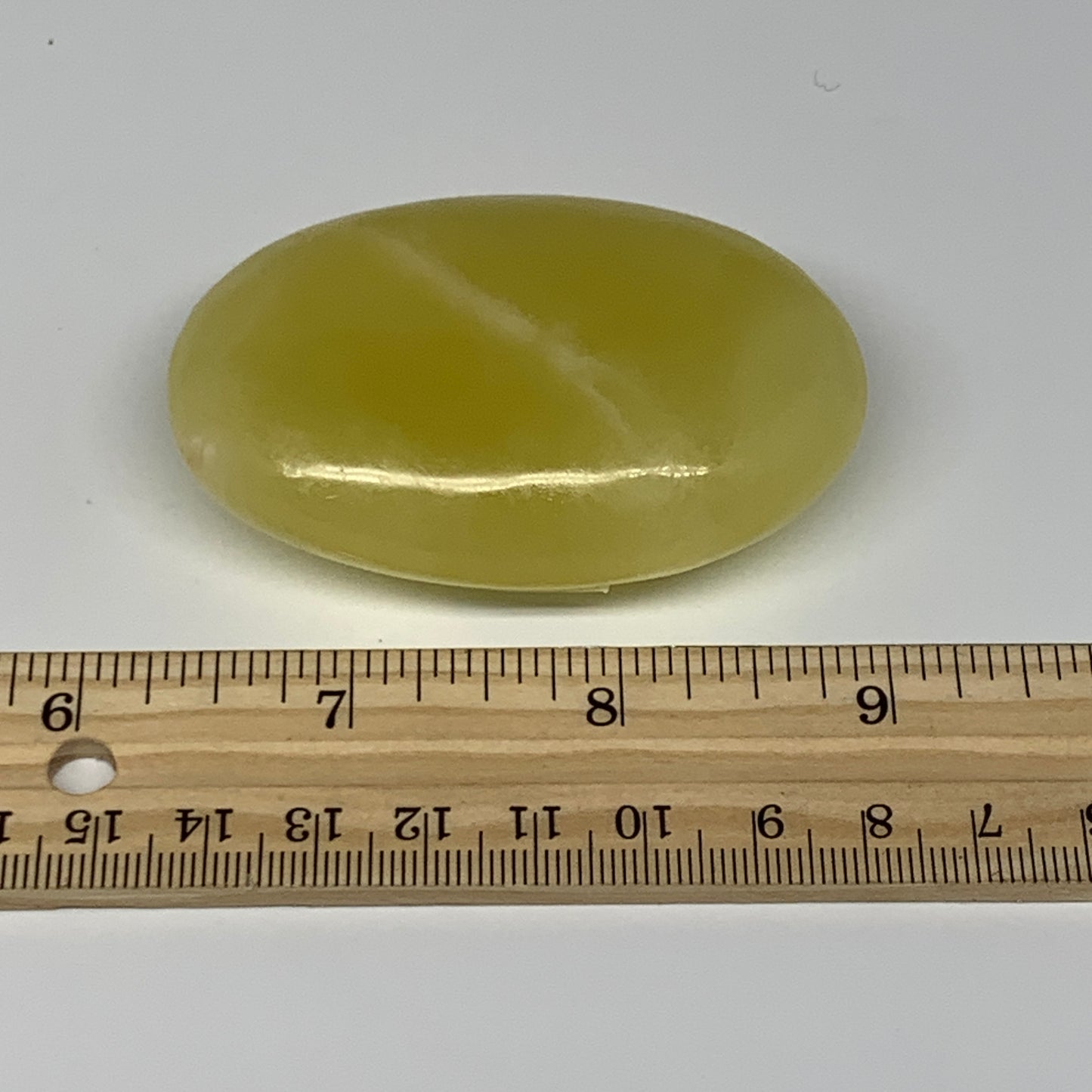 116.2g, 2.7"x1.8"x0.9", Lemon Calcite Palm-Stone Crystal Polished @Pakistan,B264