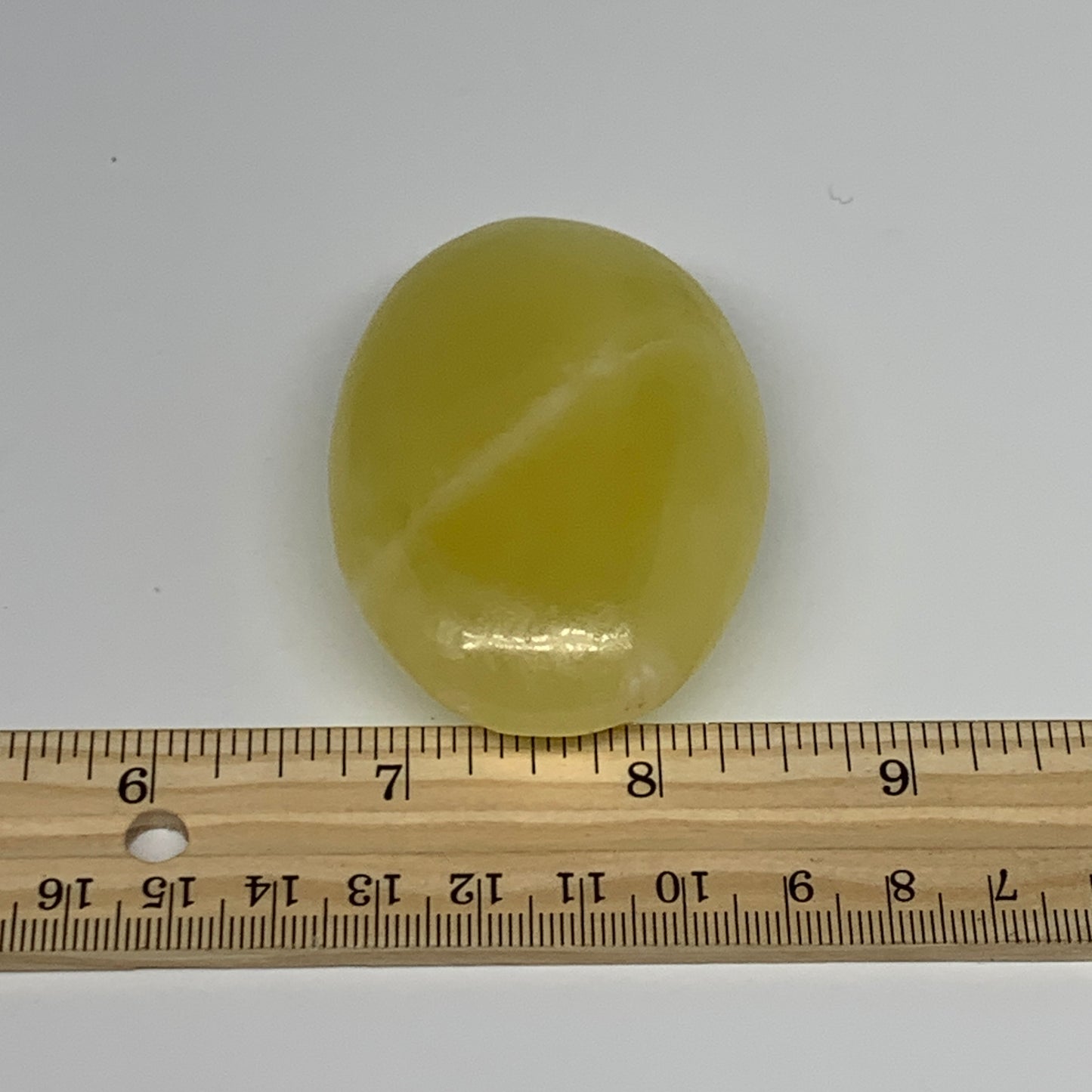 116.2g, 2.7"x1.8"x0.9", Lemon Calcite Palm-Stone Crystal Polished @Pakistan,B264