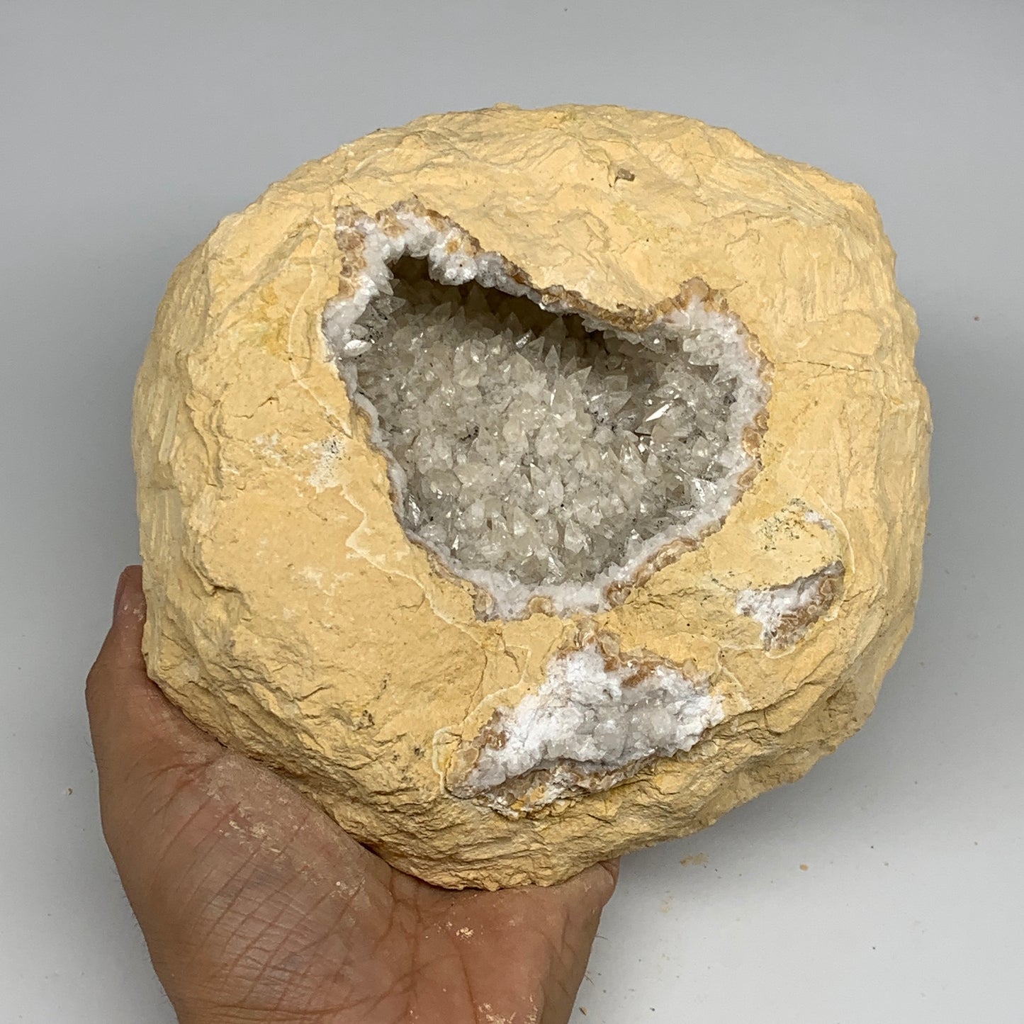 3.22 lbs, 7"x6.25"x2.2", Natural Calcite Geode Mineral Specimens @Morocco, B1117