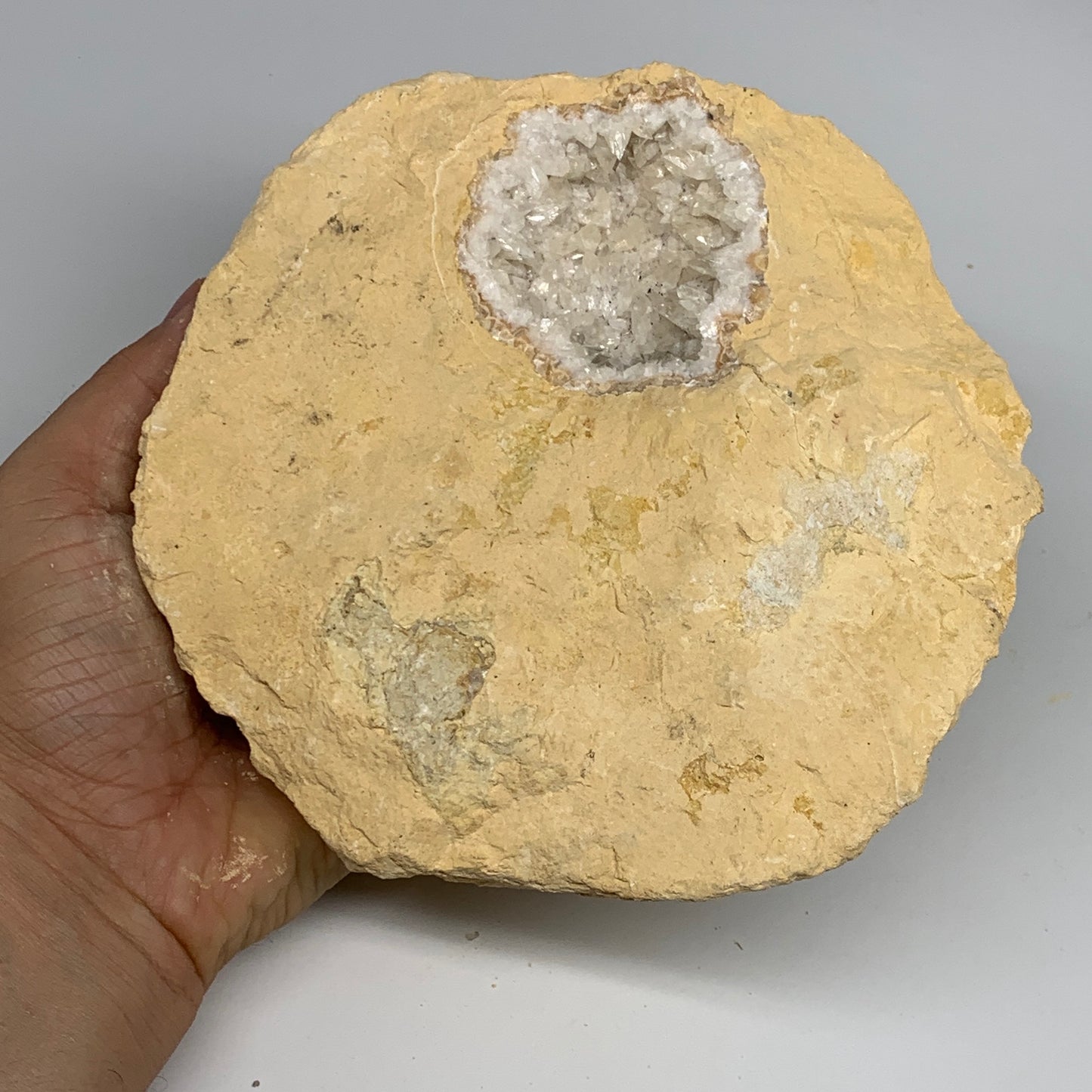 3.22 lbs, 7"x6.25"x2.2", Natural Calcite Geode Mineral Specimens @Morocco, B1117