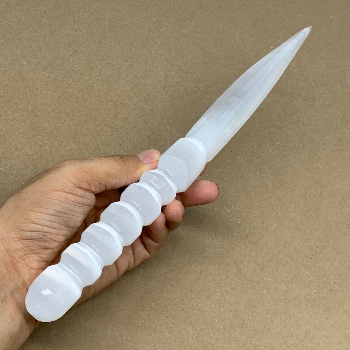 245g,11.25"x1.4"x0.9"Natural Selenite Crystal Knife (Satin Spar) @Morocco,B24040