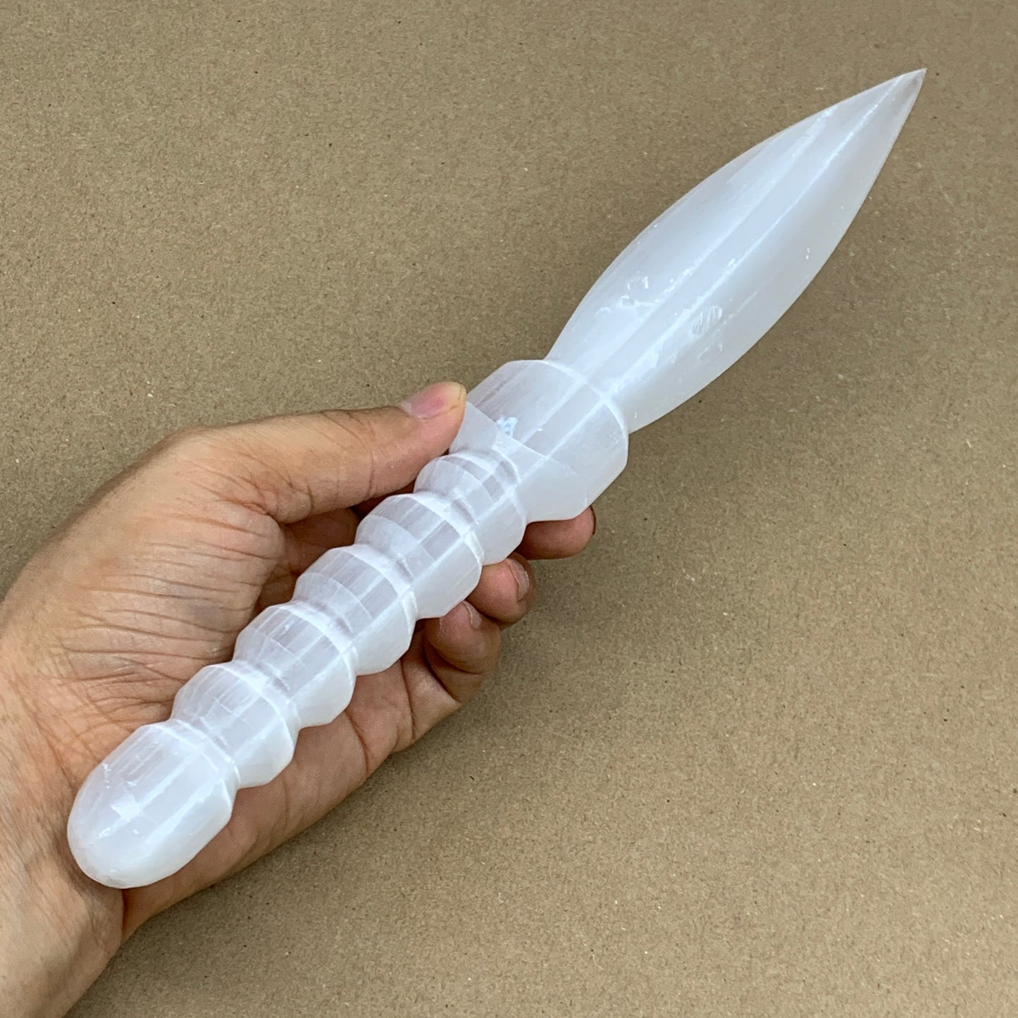 245g,11.25"x1.4"x0.9"Natural Selenite Crystal Knife (Satin Spar) @Morocco,B24040