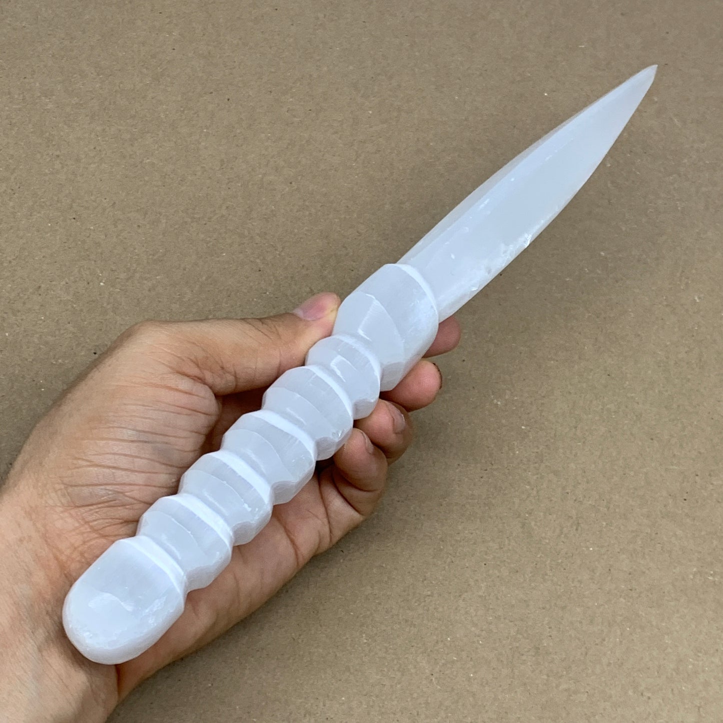 245g,11.25"x1.4"x0.9"Natural Selenite Crystal Knife (Satin Spar) @Morocco,B24040