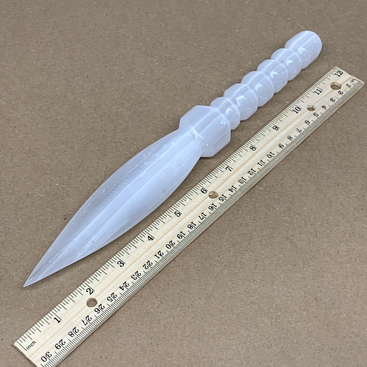 245g,11.25"x1.4"x0.9"Natural Selenite Crystal Knife (Satin Spar) @Morocco,B24040