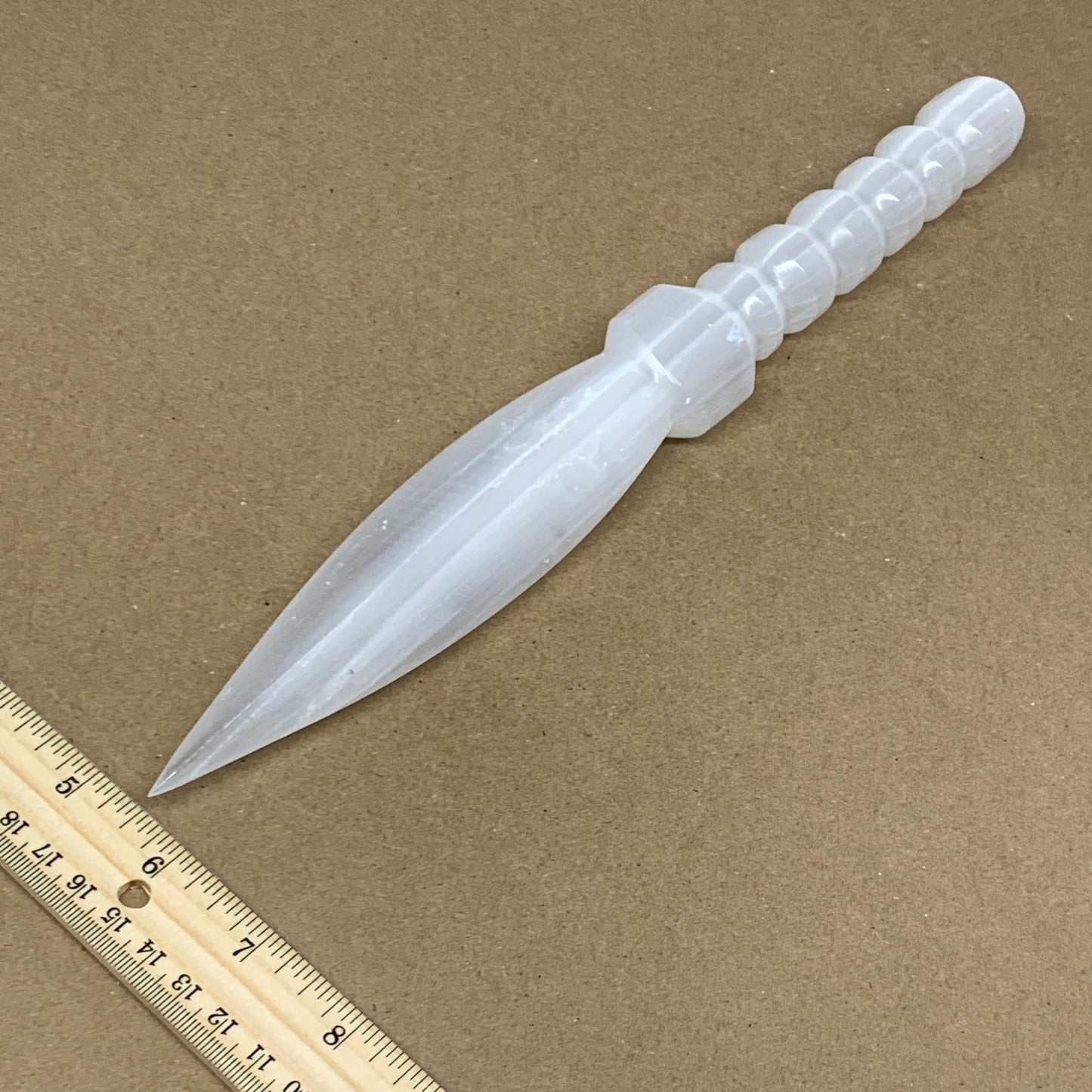 245g,11.25"x1.4"x0.9"Natural Selenite Crystal Knife (Satin Spar) @Morocco,B24040