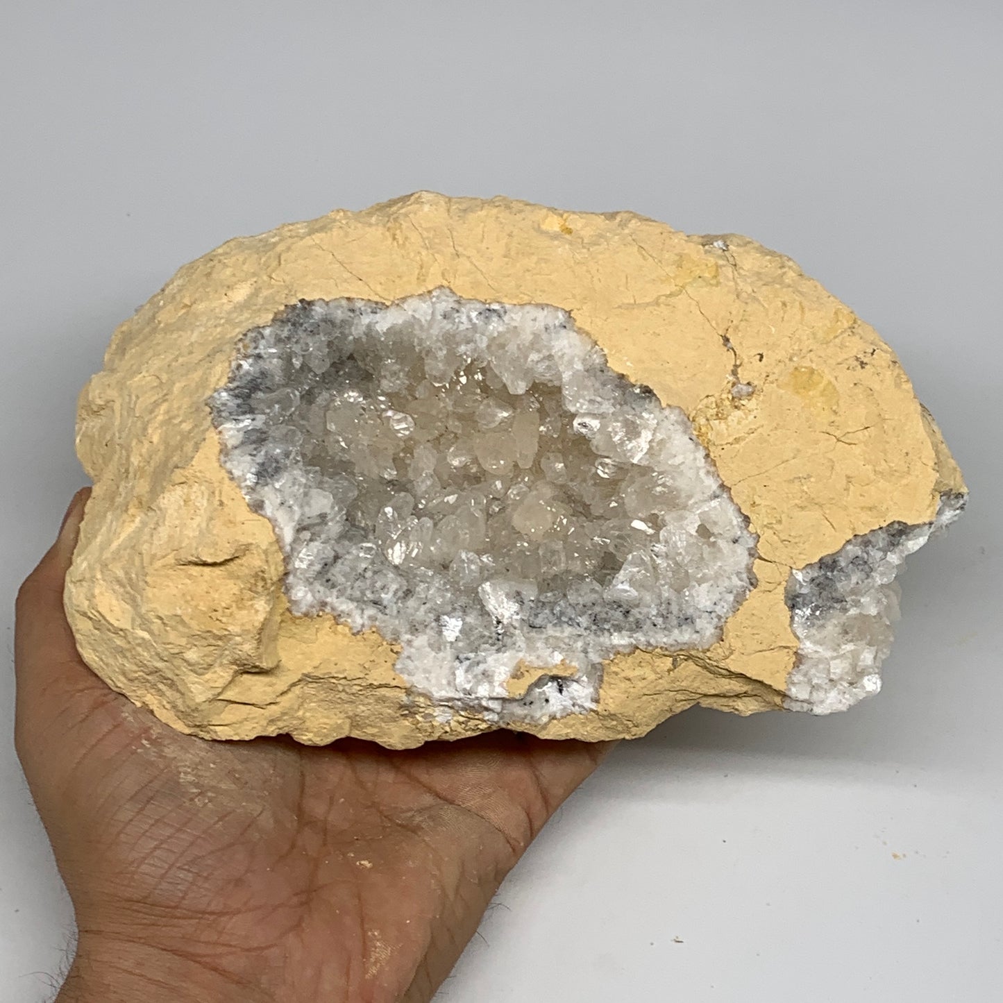 3.51 lbs, 7.5"x5.3"x2.1", Huge Calcite Geode Mineral Specimens @Morocco, B11175