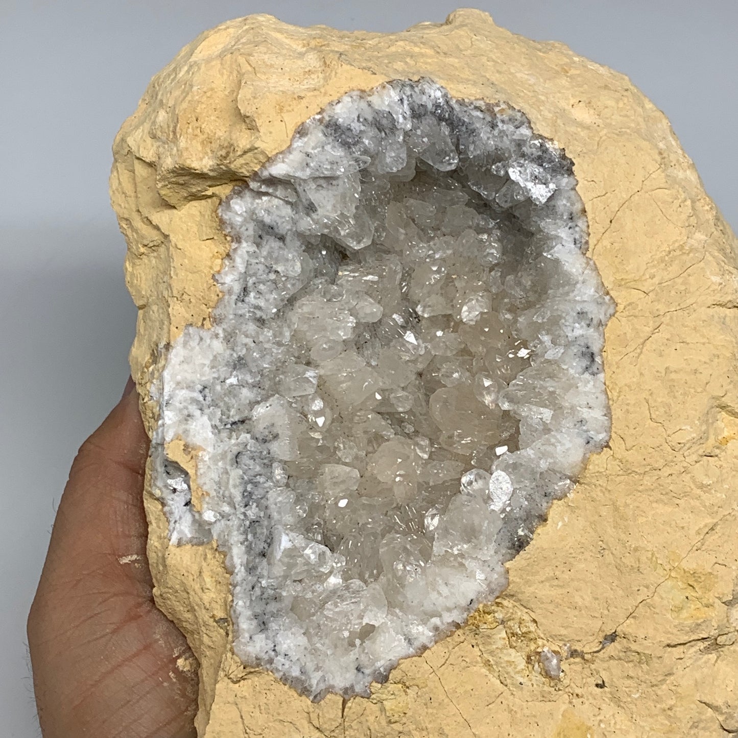 3.51 lbs, 7.5"x5.3"x2.1", Huge Calcite Geode Mineral Specimens @Morocco, B11175