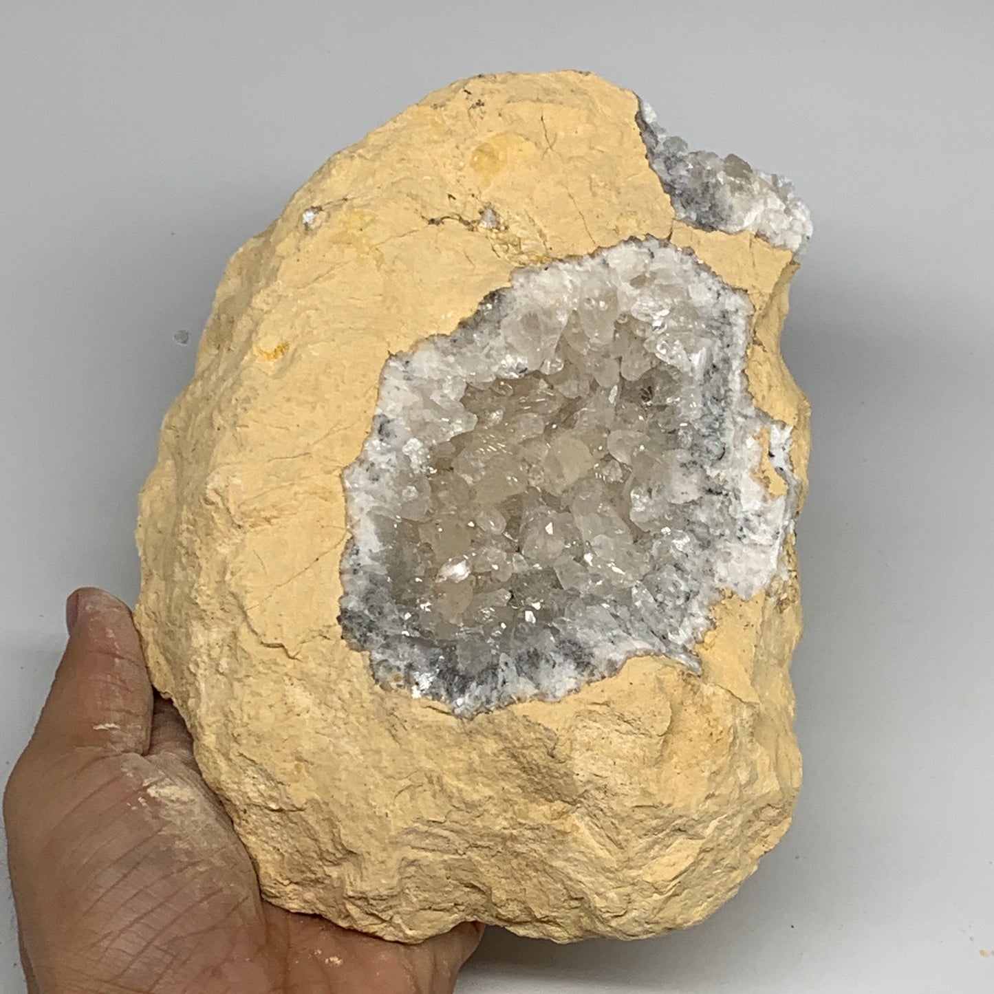 3.51 lbs, 7.5"x5.3"x2.1", Huge Calcite Geode Mineral Specimens @Morocco, B11175