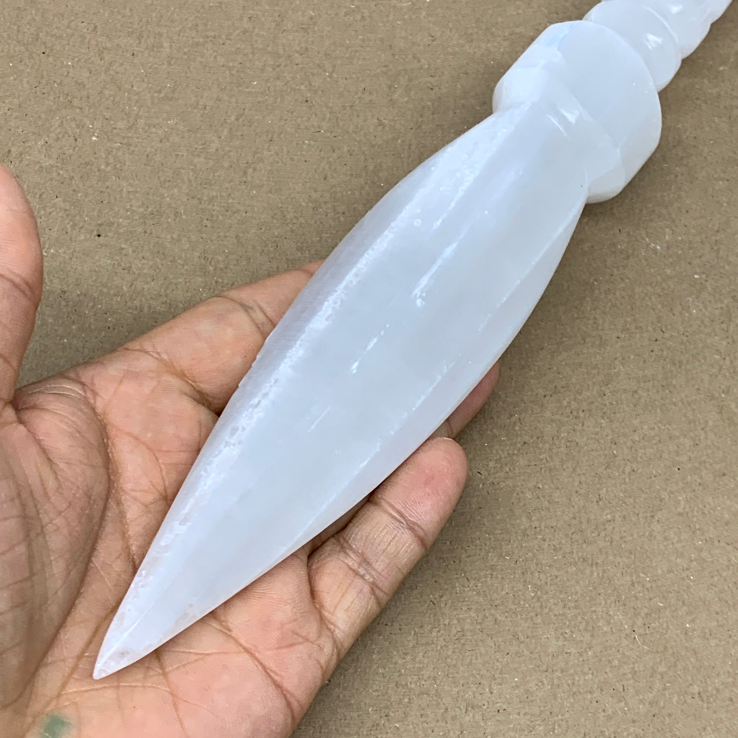 340g,12"x1.6"x1"Natural Selenite Crystal Knife (Satin Spar) @Morocco,B24041