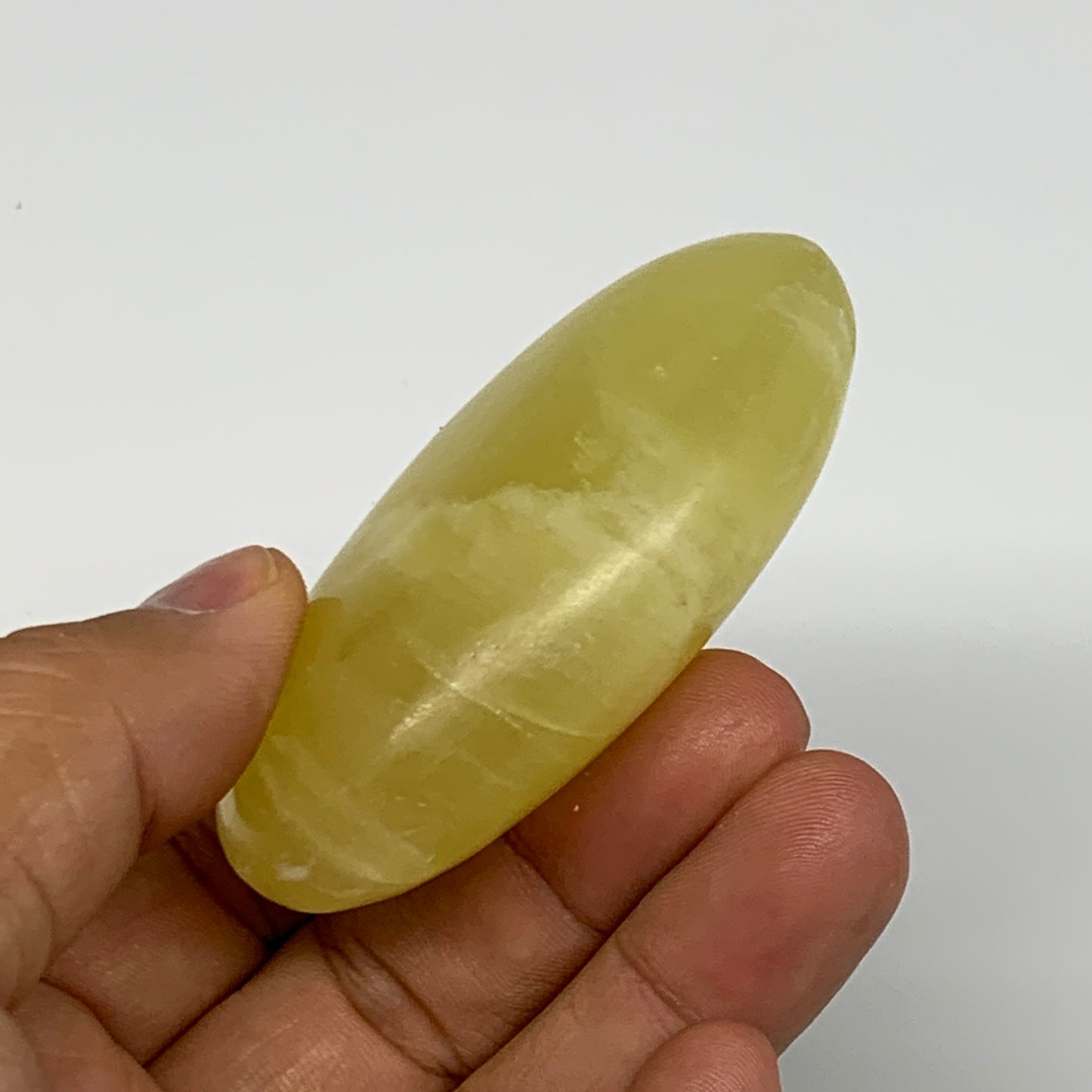 118.7g, 2.7"x1.8"x0.9", Lemon Calcite Palm-Stone Crystal Polished @Pakistan,B264