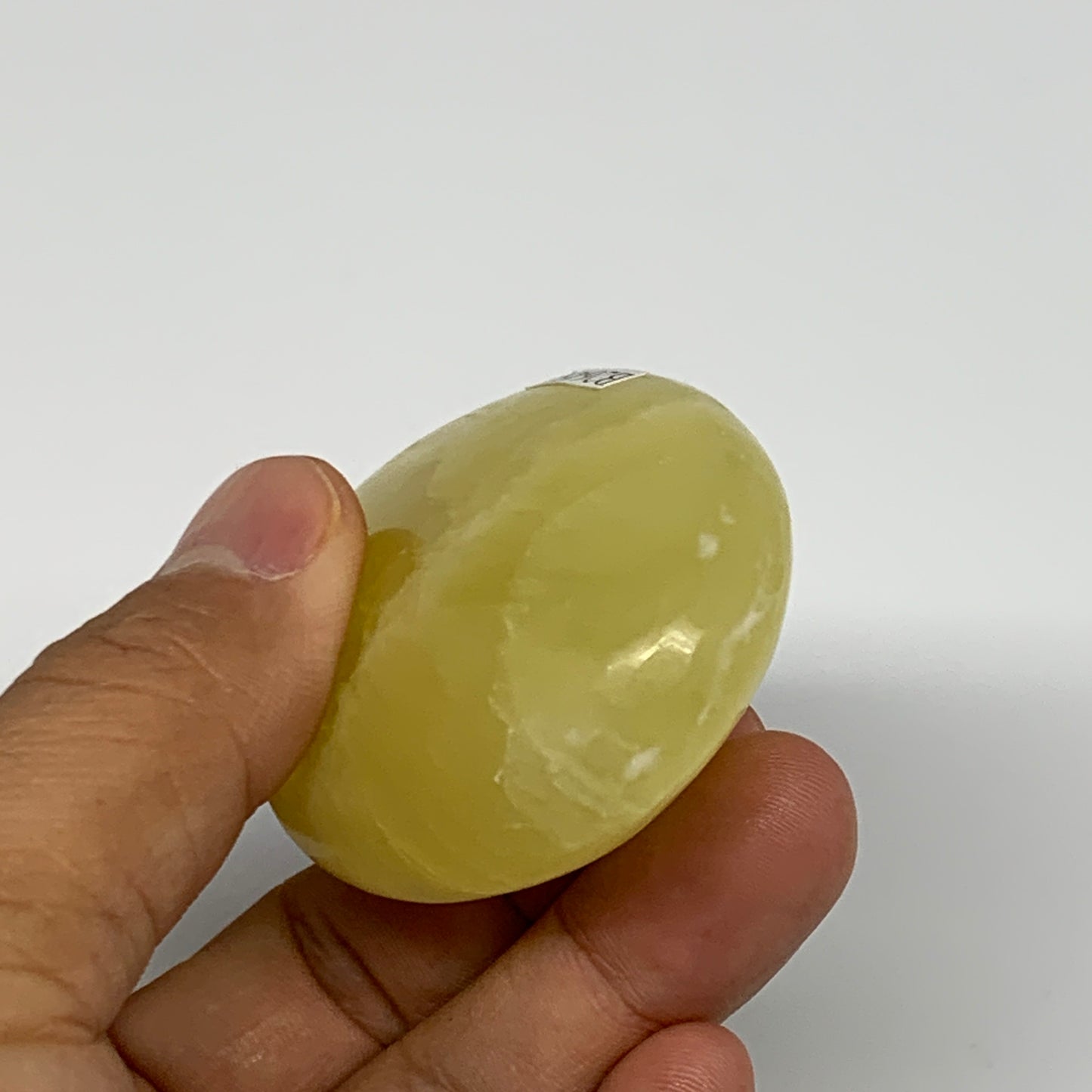 118.7g, 2.7"x1.8"x0.9", Lemon Calcite Palm-Stone Crystal Polished @Pakistan,B264