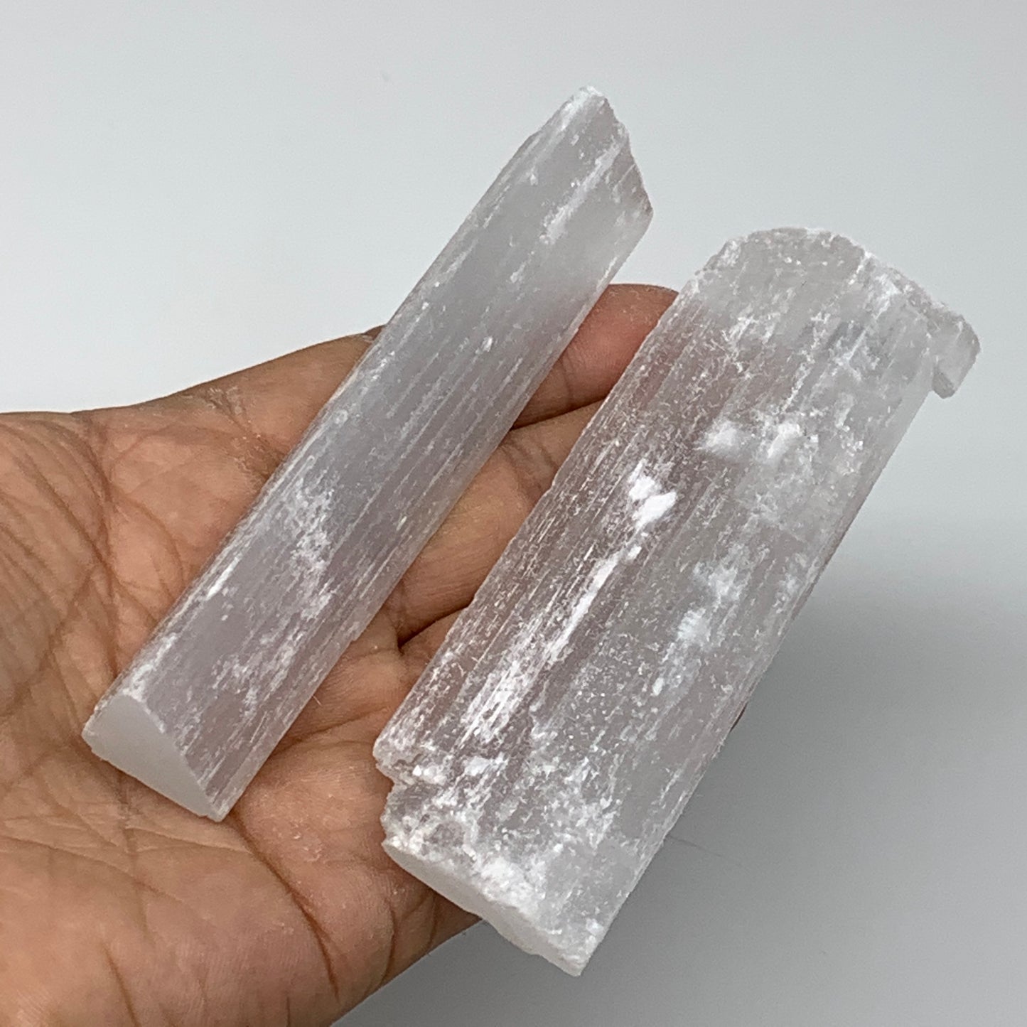 112.9g, 4"x0.8-1.3"x0.5"-0.8", Natural Rough Solid Selenite Crystal Blade Wand S