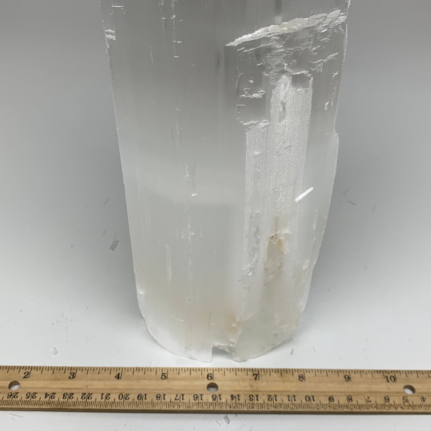 11.9 lb,14"x4" White Selenite (Satin Spar) Rough Lamp W/Chord @Morocco,B9504