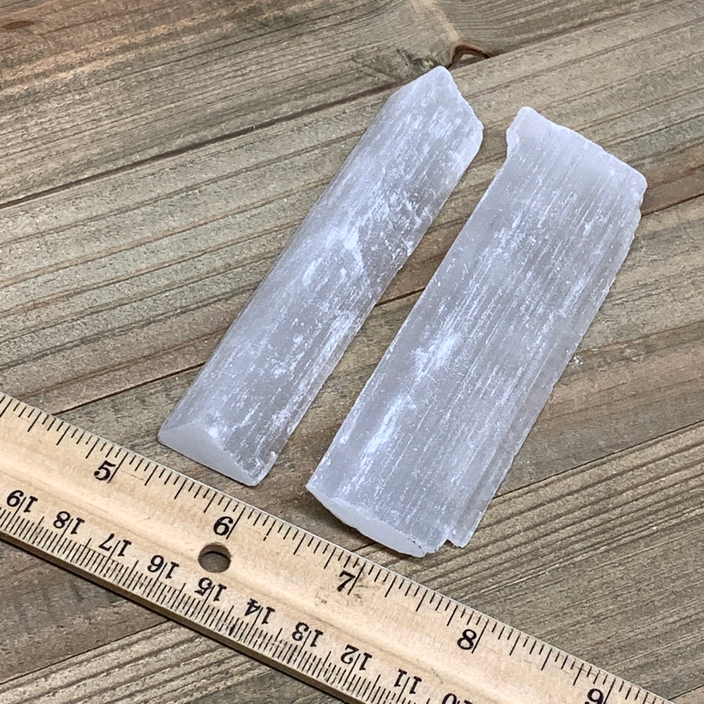 112.9g, 4"x0.8-1.3"x0.5"-0.8", Natural Rough Solid Selenite Crystal Blade Wand S