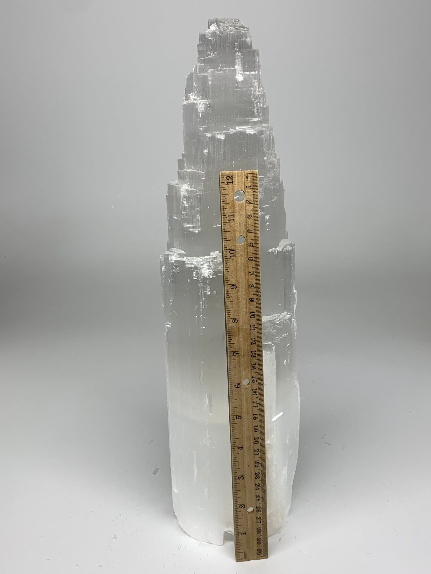 11.9 lb,14"x4" White Selenite (Satin Spar) Rough Lamp W/Chord @Morocco,B9504