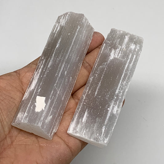 119.6g, 4",  2pcs, Natural Rough Solid Selenite Crystal Blade Wand Stick, F3288