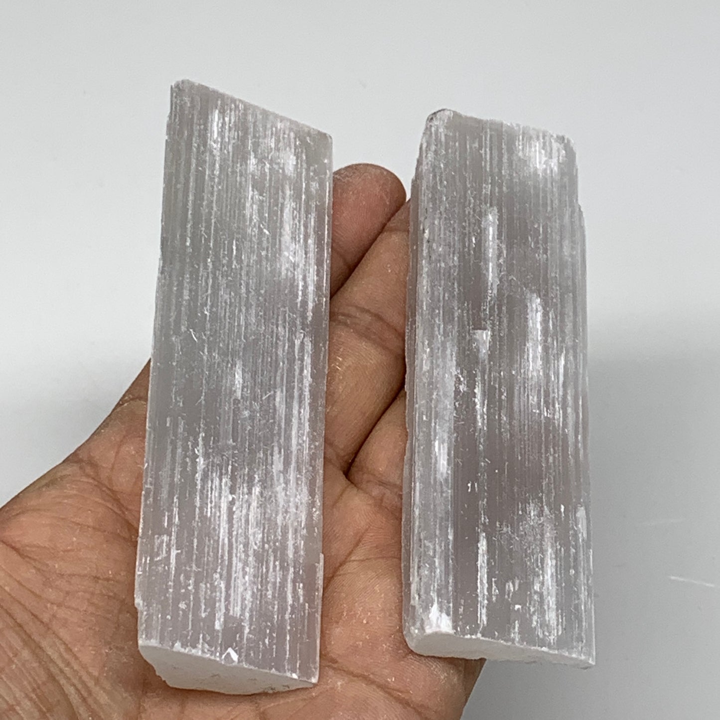119.6g, 4",  2pcs, Natural Rough Solid Selenite Crystal Blade Wand Stick, F3288