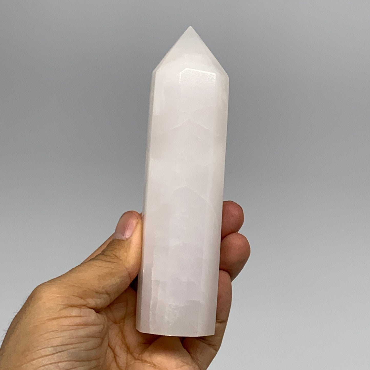 297.5g, 5.2"x1.4"  Pink Calcite Point Tower Obelisk Crystal, B23283