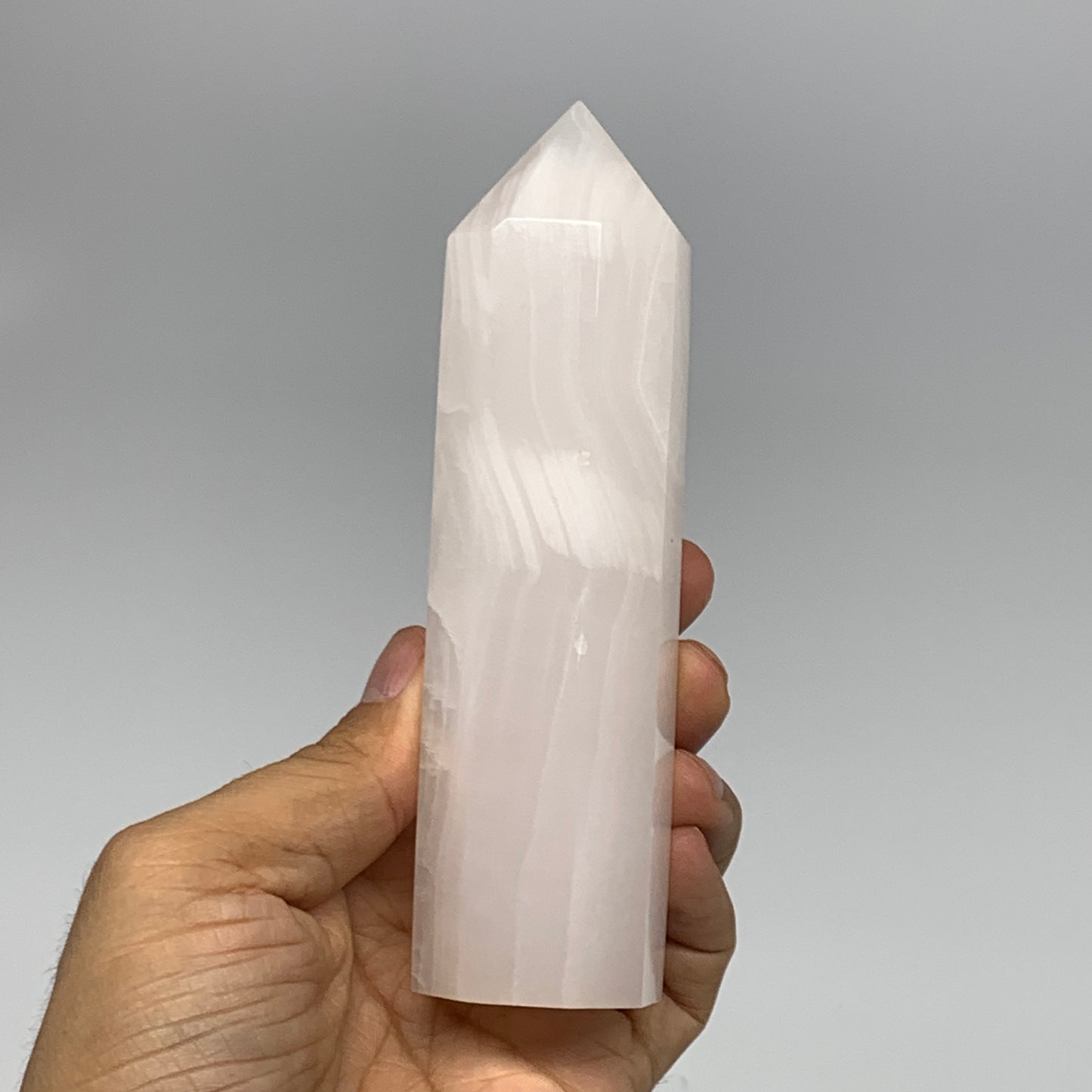 297.5g, 5.2"x1.4"  Pink Calcite Point Tower Obelisk Crystal, B23283