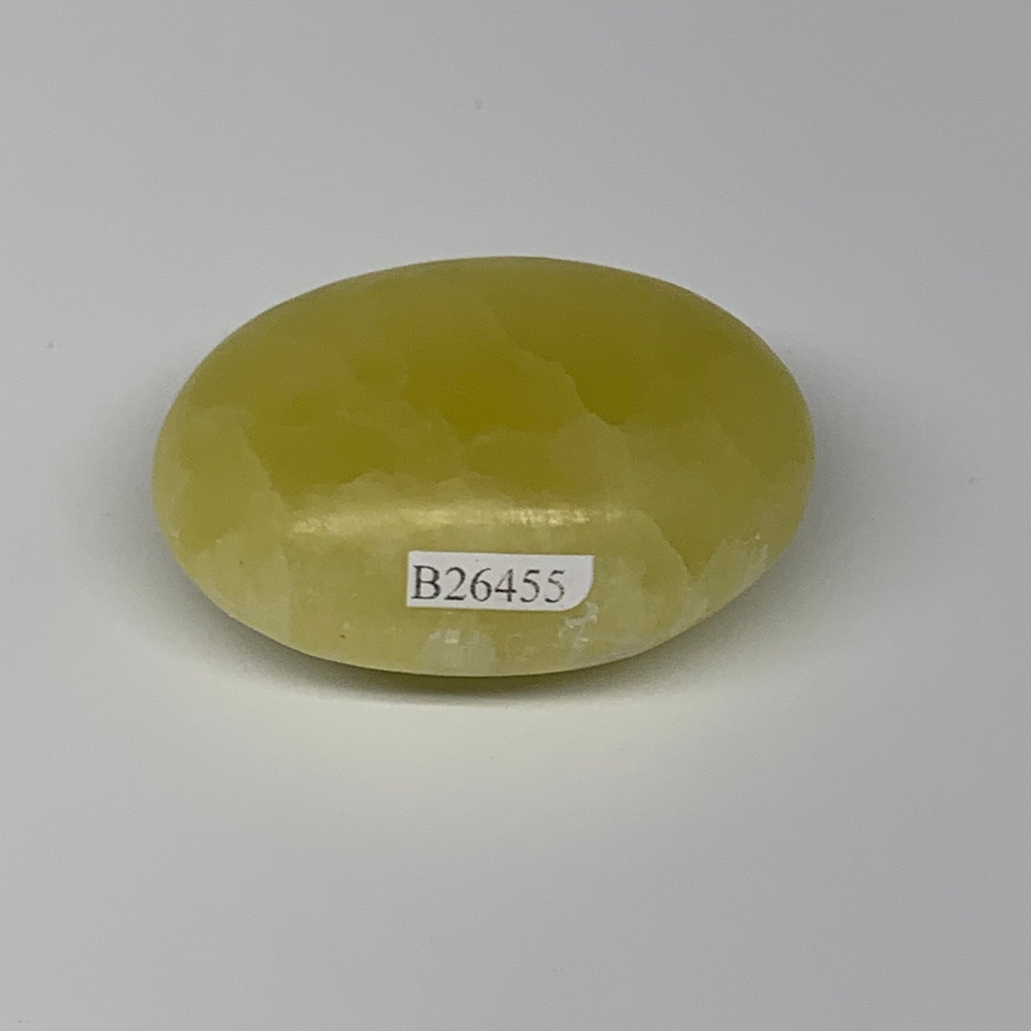 108.4g, 2.4"x1.7"x1", Lemon Calcite Palm-Stone Crystal Polished @Pakistan,B26455