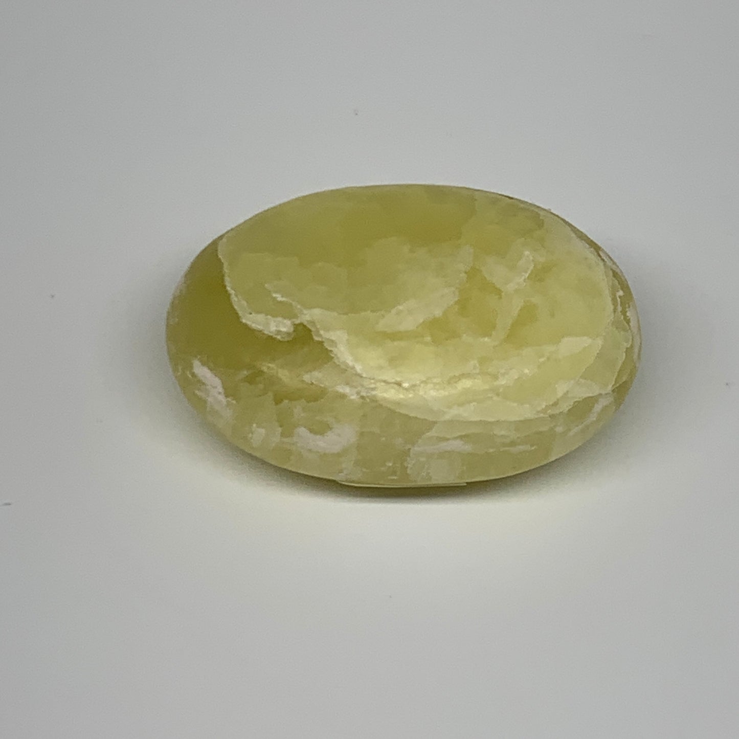 108.4g, 2.4"x1.7"x1", Lemon Calcite Palm-Stone Crystal Polished @Pakistan,B26455