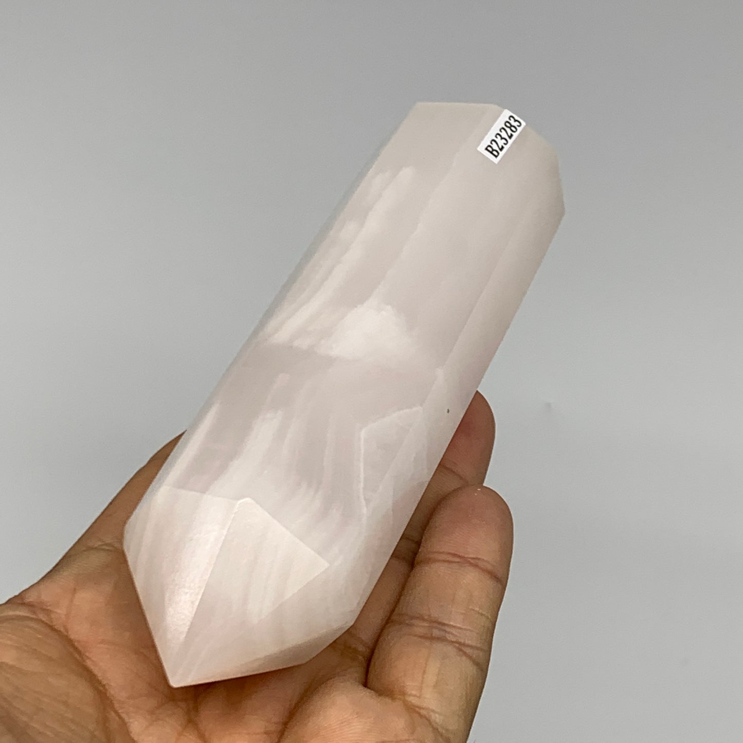 297.5g, 5.2"x1.4"  Pink Calcite Point Tower Obelisk Crystal, B23283