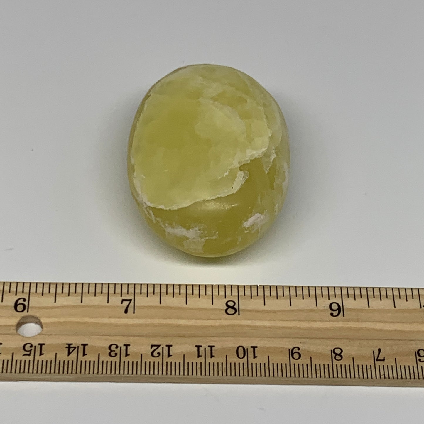 108.4g, 2.4"x1.7"x1", Lemon Calcite Palm-Stone Crystal Polished @Pakistan,B26455