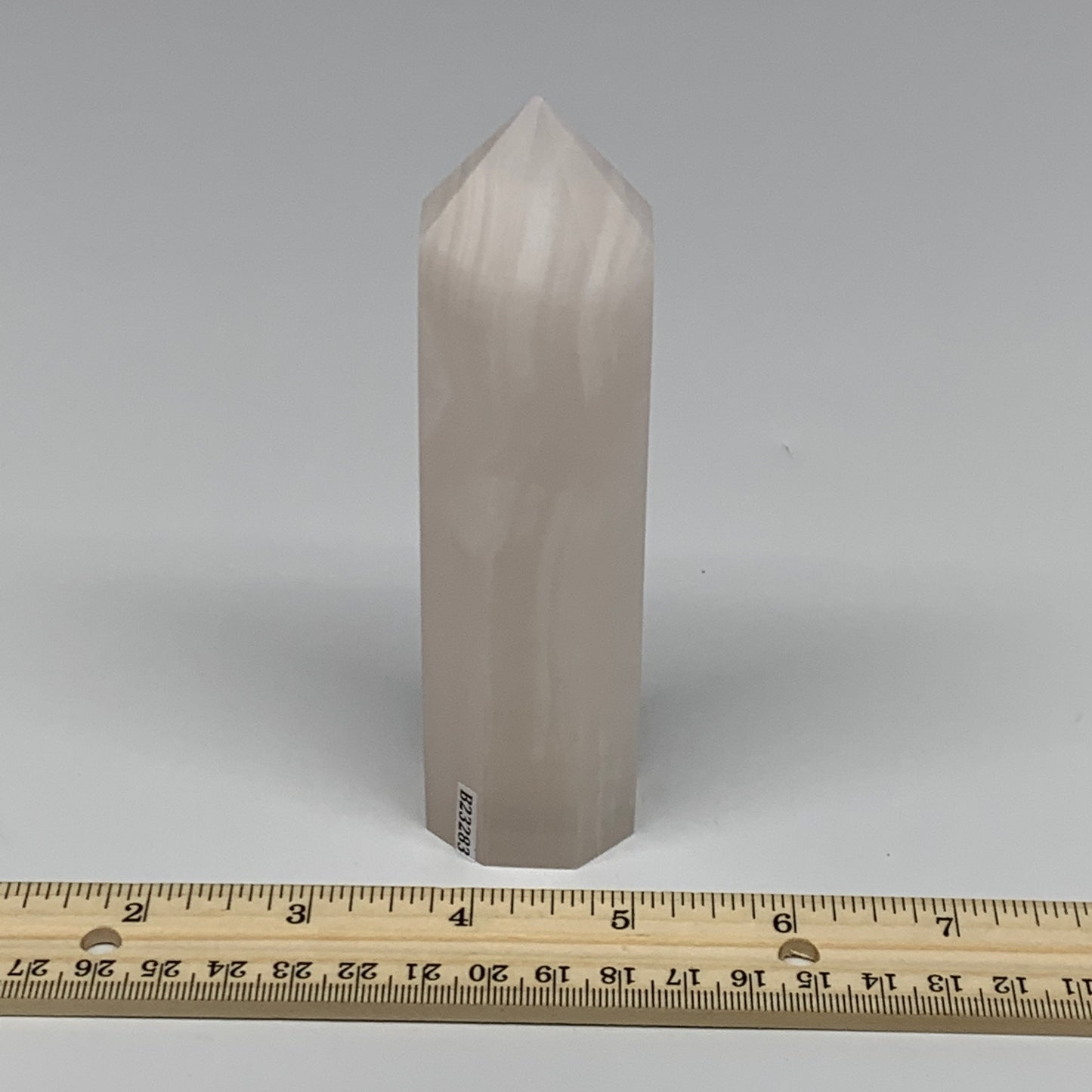 297.5g, 5.2"x1.4"  Pink Calcite Point Tower Obelisk Crystal, B23283