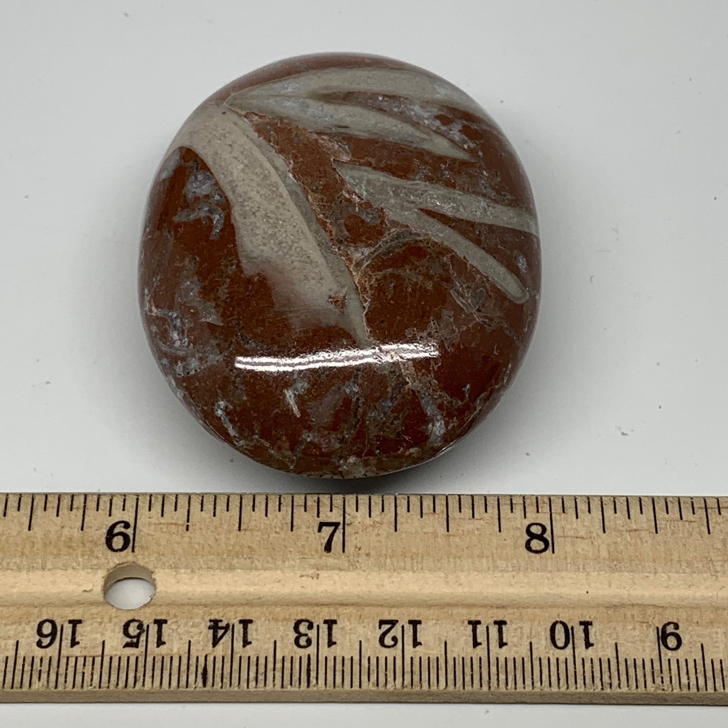 132.2g, 2.6"x2"x1.1", Natural Untreated Red Shell Fossils Oval Palms-tone, F1272