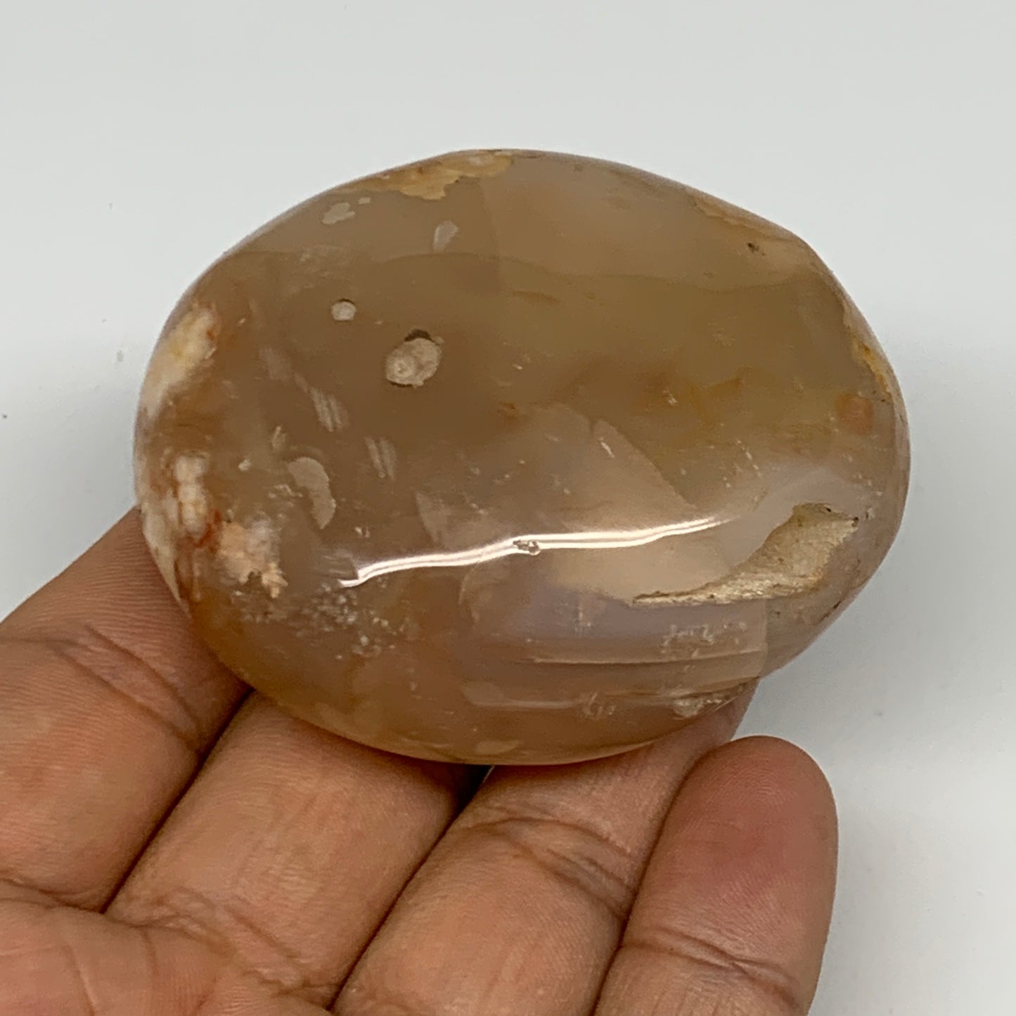 119.9g,2.3"x2"x1.1", Flower Agate Palm-Stone Crystal Reiki @Madagascar,B16105