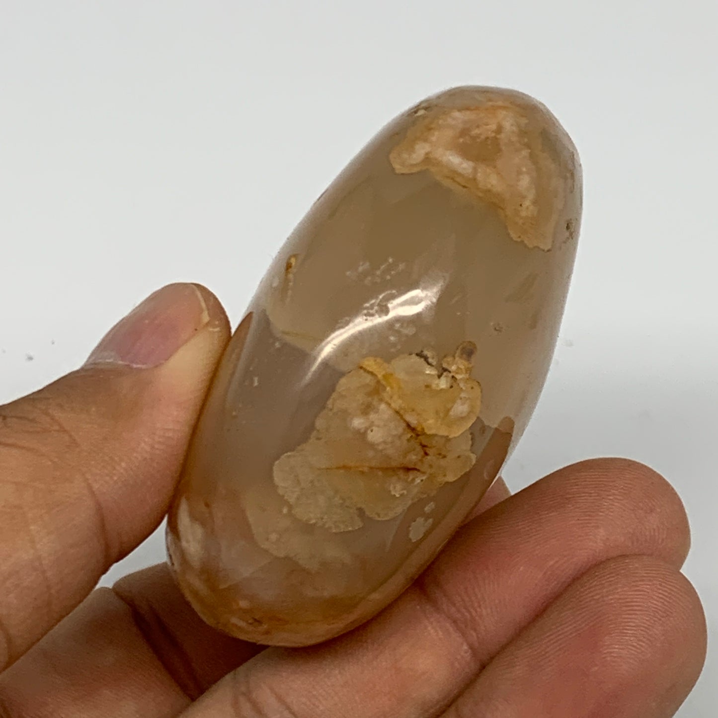 119.9g,2.3"x2"x1.1", Flower Agate Palm-Stone Crystal Reiki @Madagascar,B16105