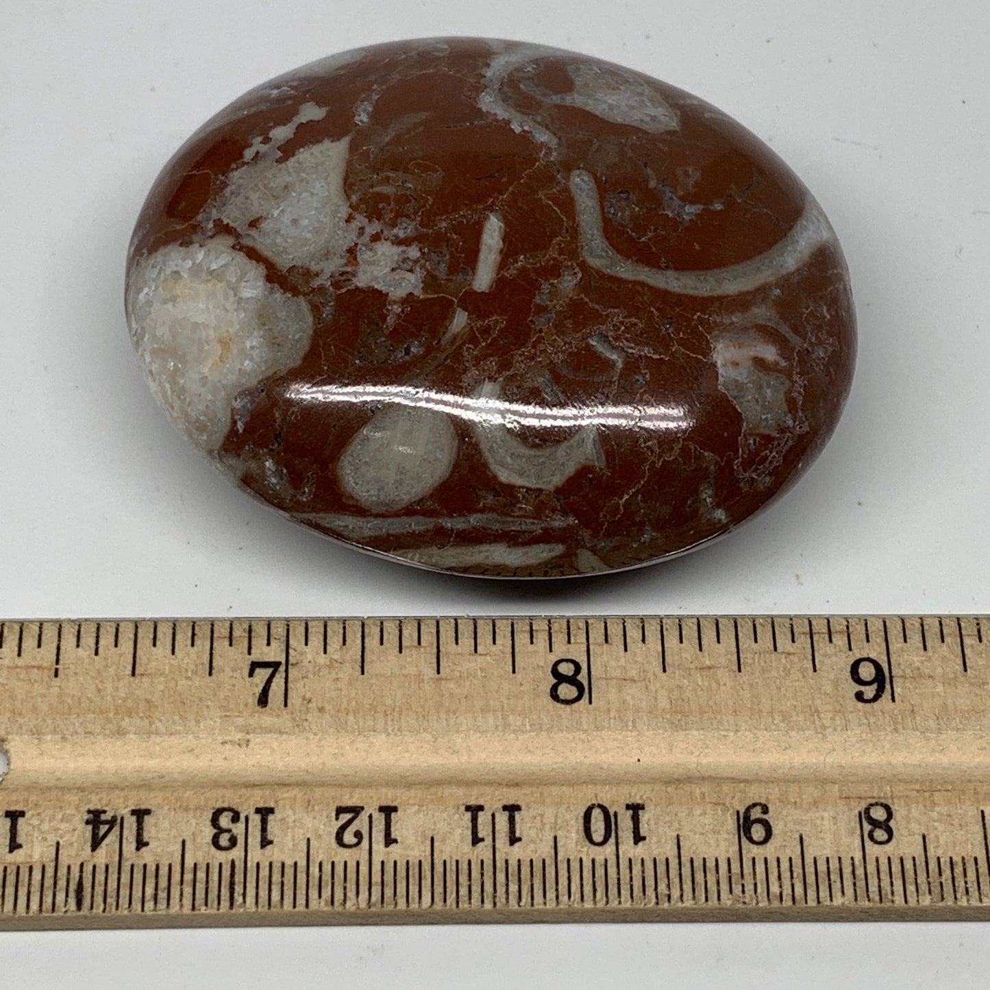 125.6g, 2.5"x2.1"x1", Natural Untreated Red Shell Fossils Oval Palms-tone, F1284